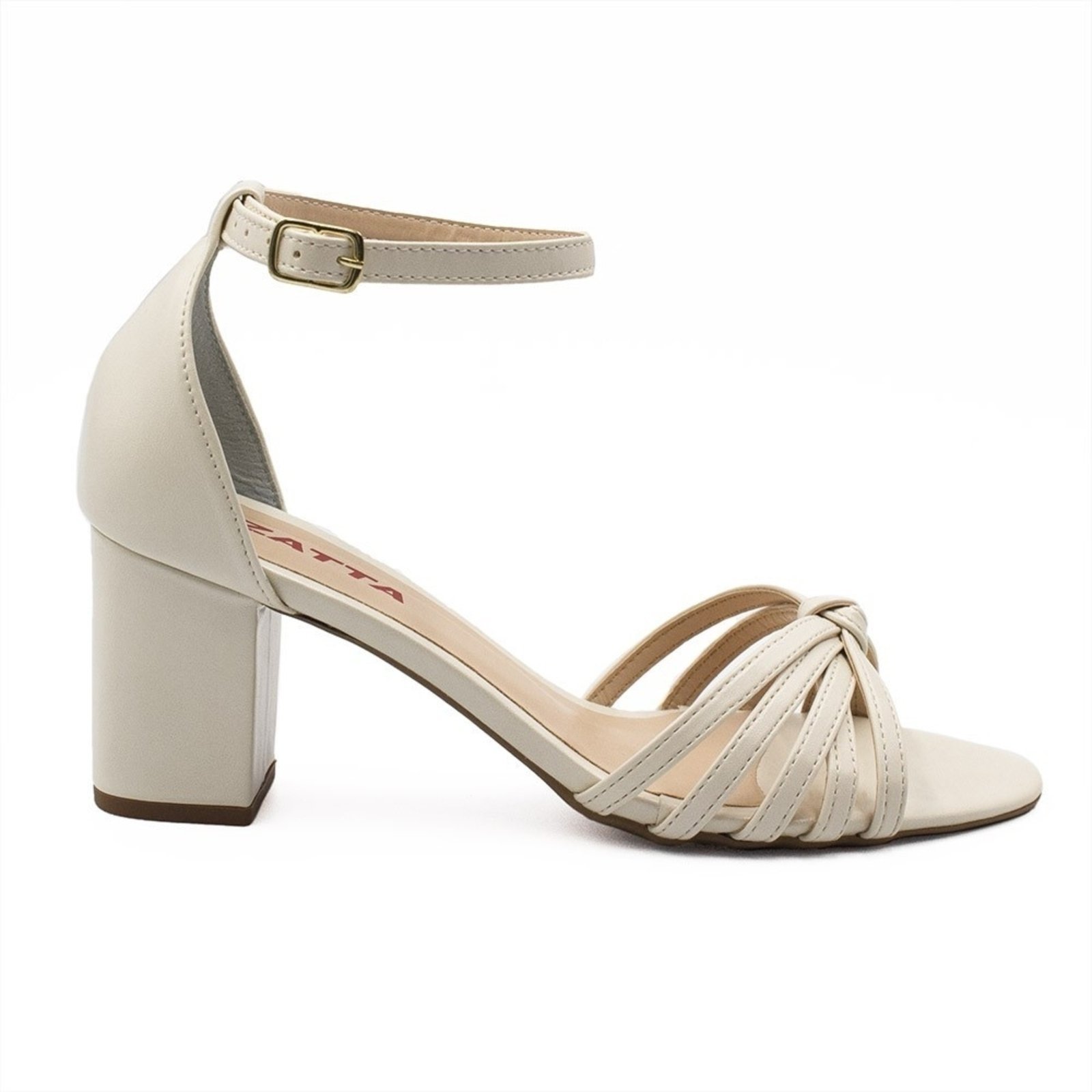 Sandália Zatta Feminino Salto Bloco Tirinhas Amanda Off White
