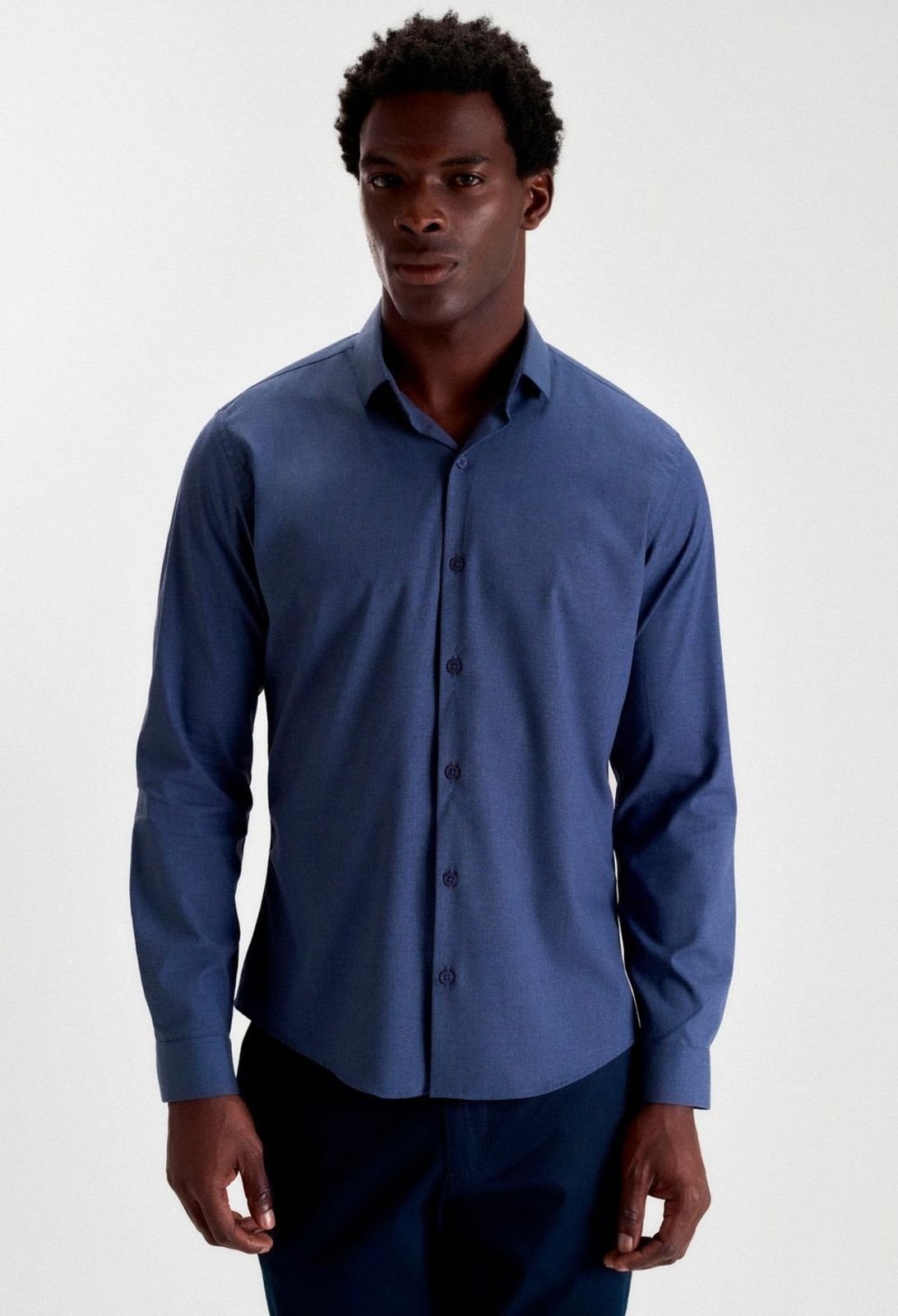 CAMISA DOCTHOS SLIM MANGA LONGA BAMBU MESCLA MAQUINETADO Camisa Manga Longa Docthos Slim Bambu Mescla Maquinetad 012 Azul P