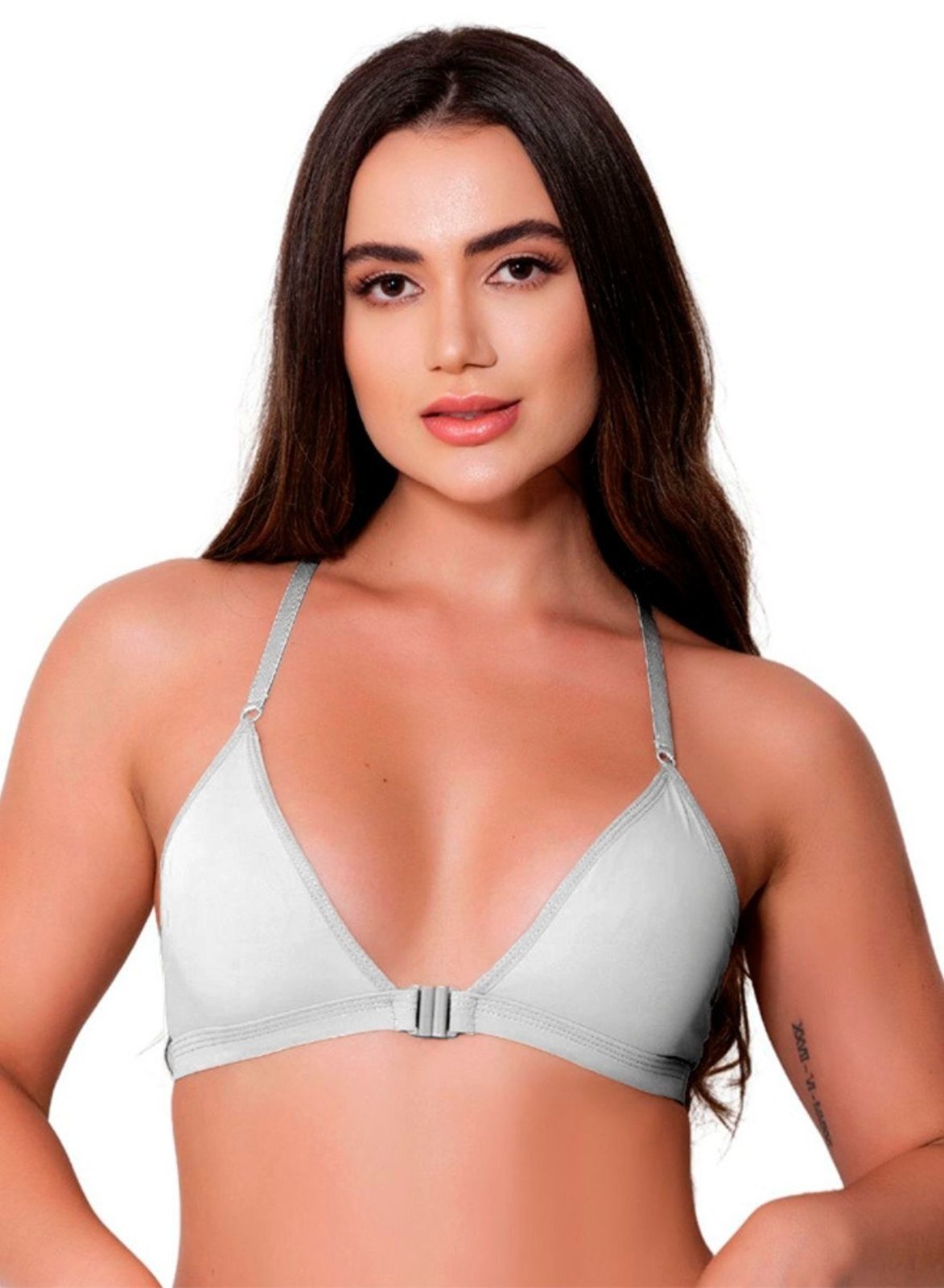 Sutiã Nadador Gabi Lingerie Microfibra Sem Bojo Confortável Alças Reguláveis Dia a Dia Elegante Branco