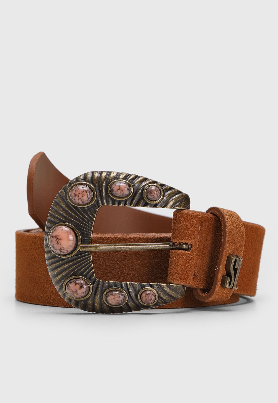 Cinto Feminino Santa Lolla Fivela Pedras Caramelo