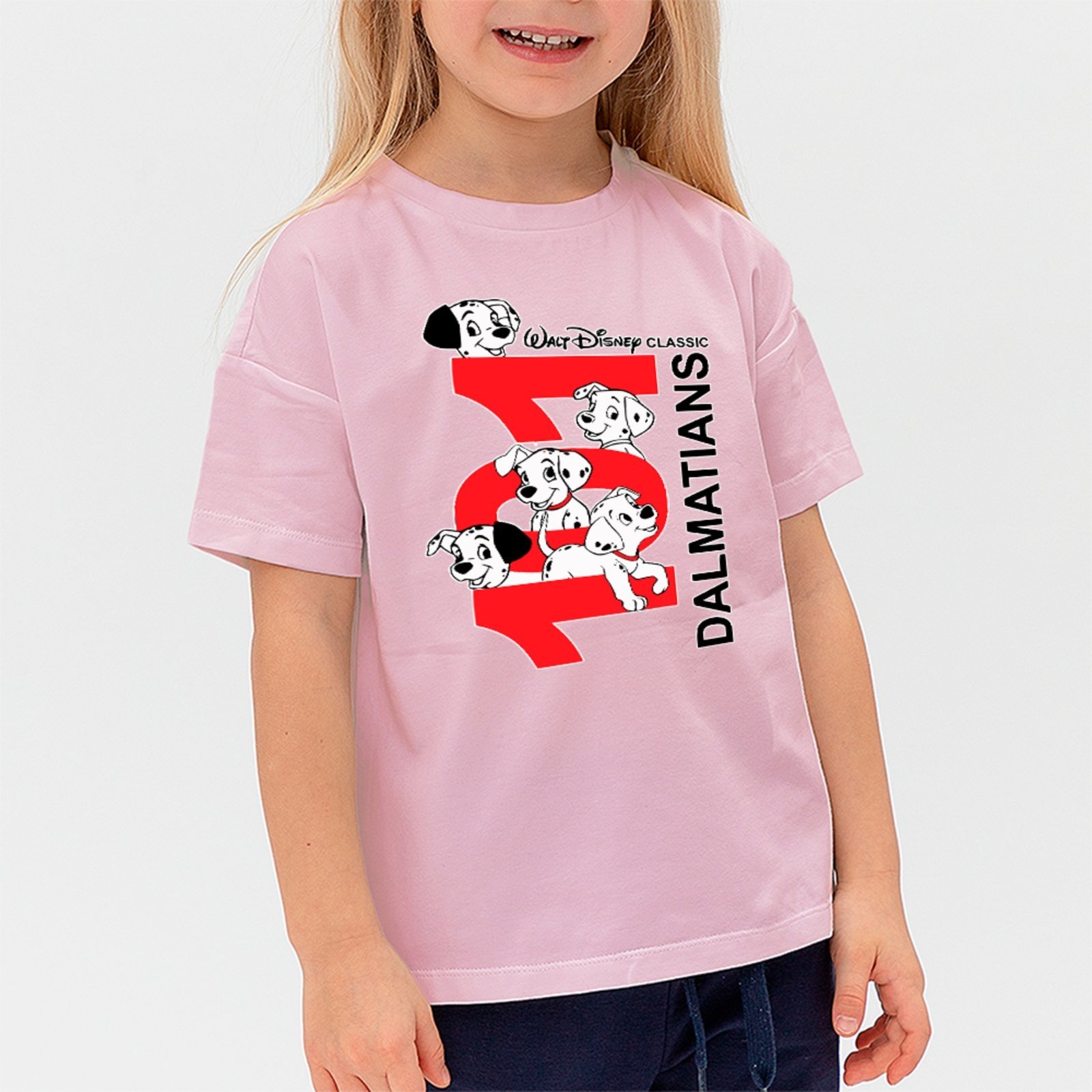 Infantil - Camiseta Estampa Cachorrinhos Dálmatas Unissex Rosa