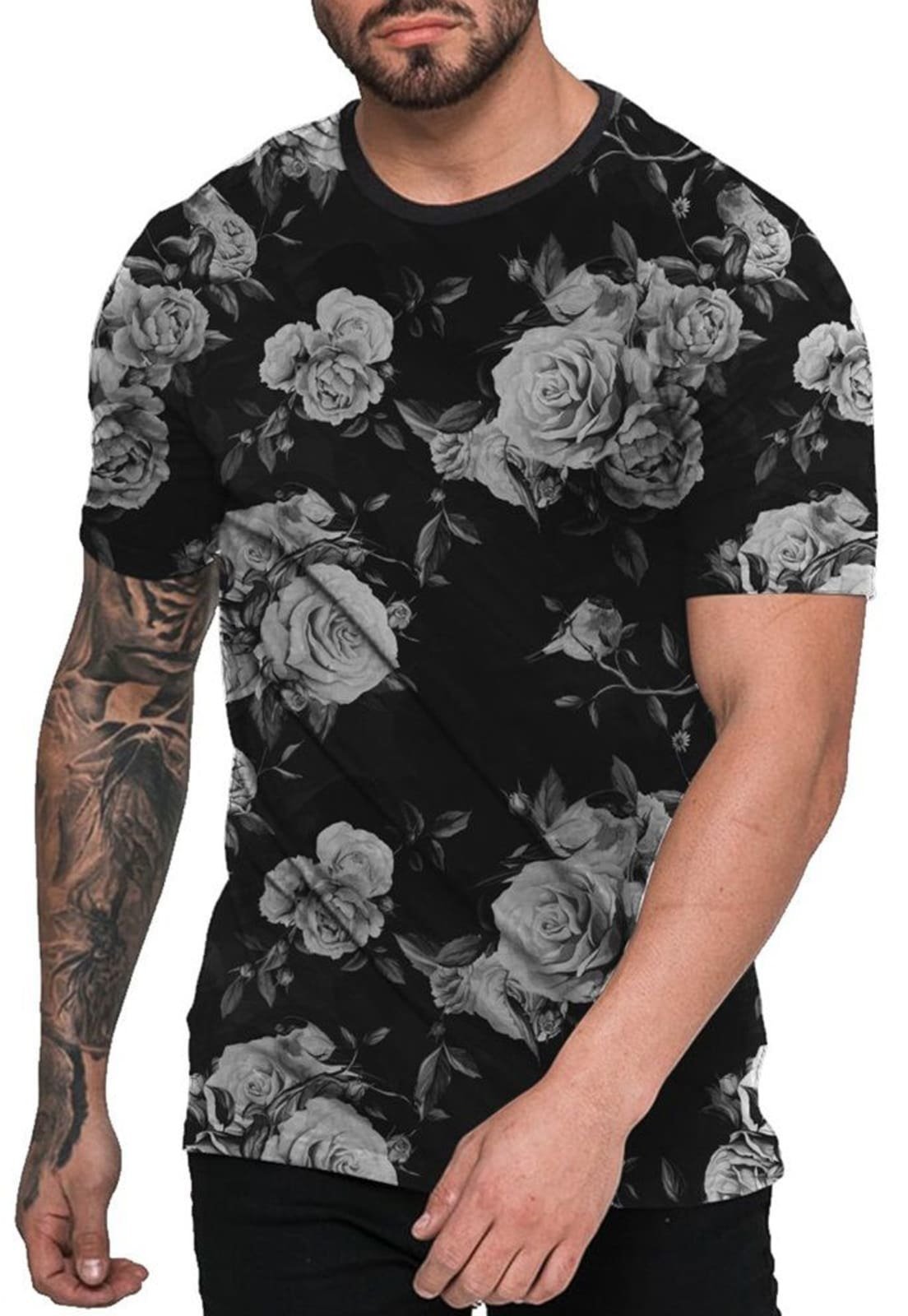 Camiseta Di Nuevo Florida Preta Off White Black Floral Preta