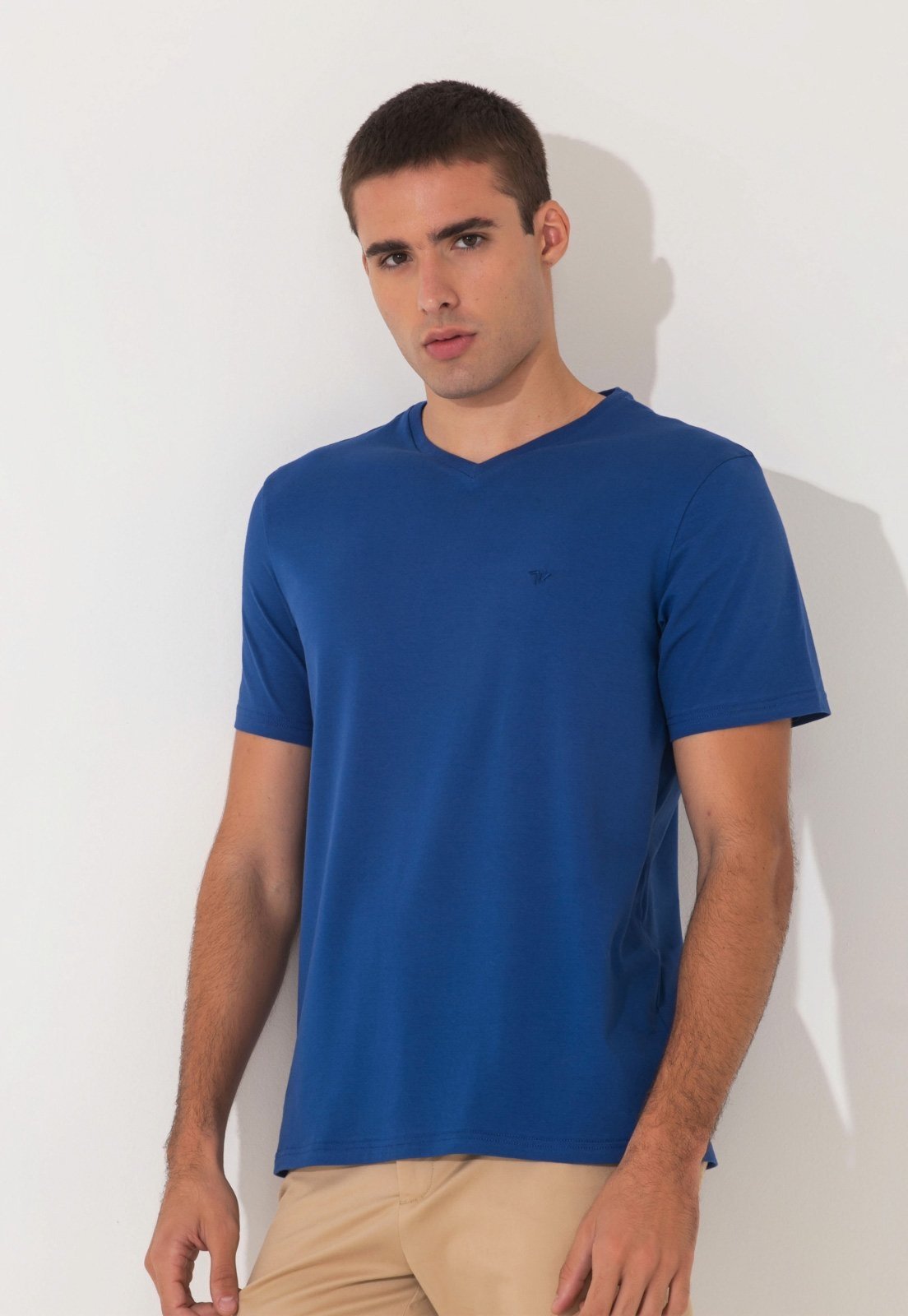 Camiseta Slim Traymon Gola V Azul