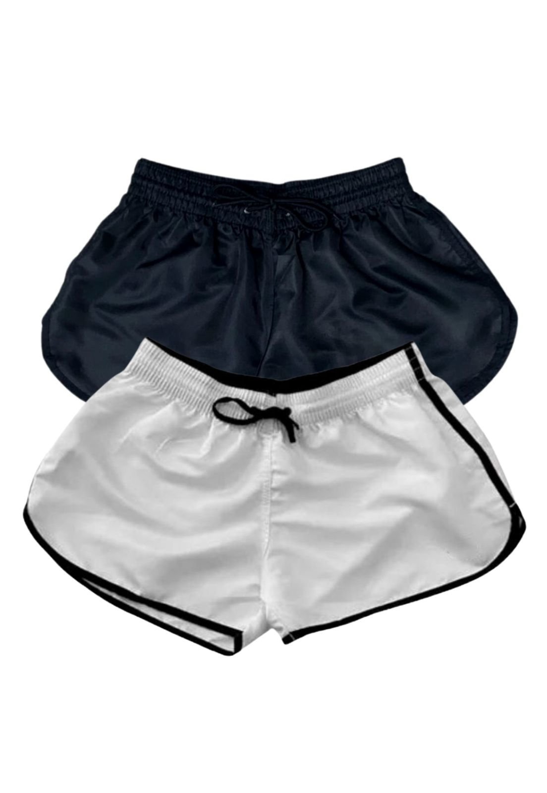 Kit 2 Short Feminino Relaxado Moda Praia Liso Bermuda Tactel Shortinho Verão Cores Variadas
