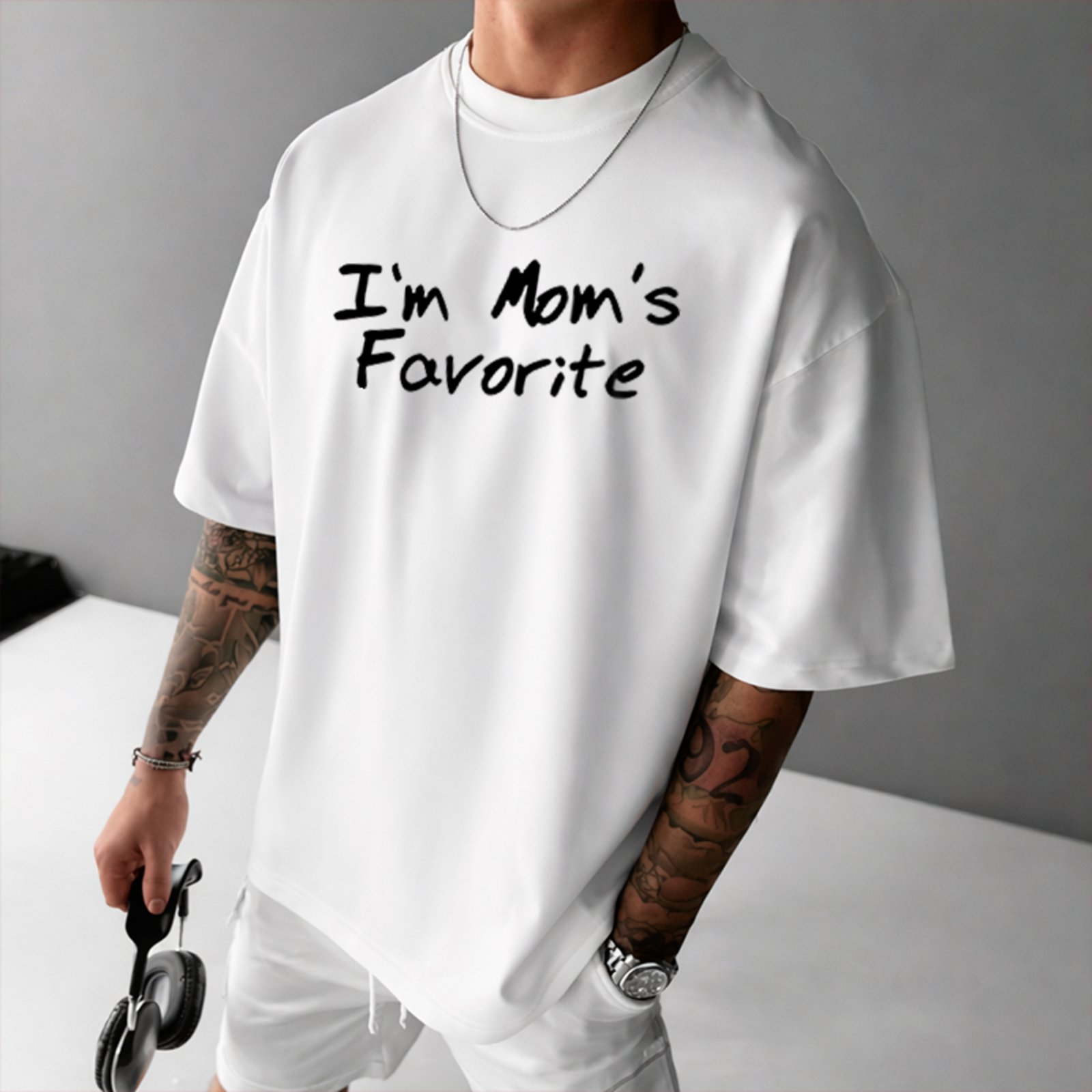 Camiseta Oversized Im Moms Favorite Funny Unissex Branco