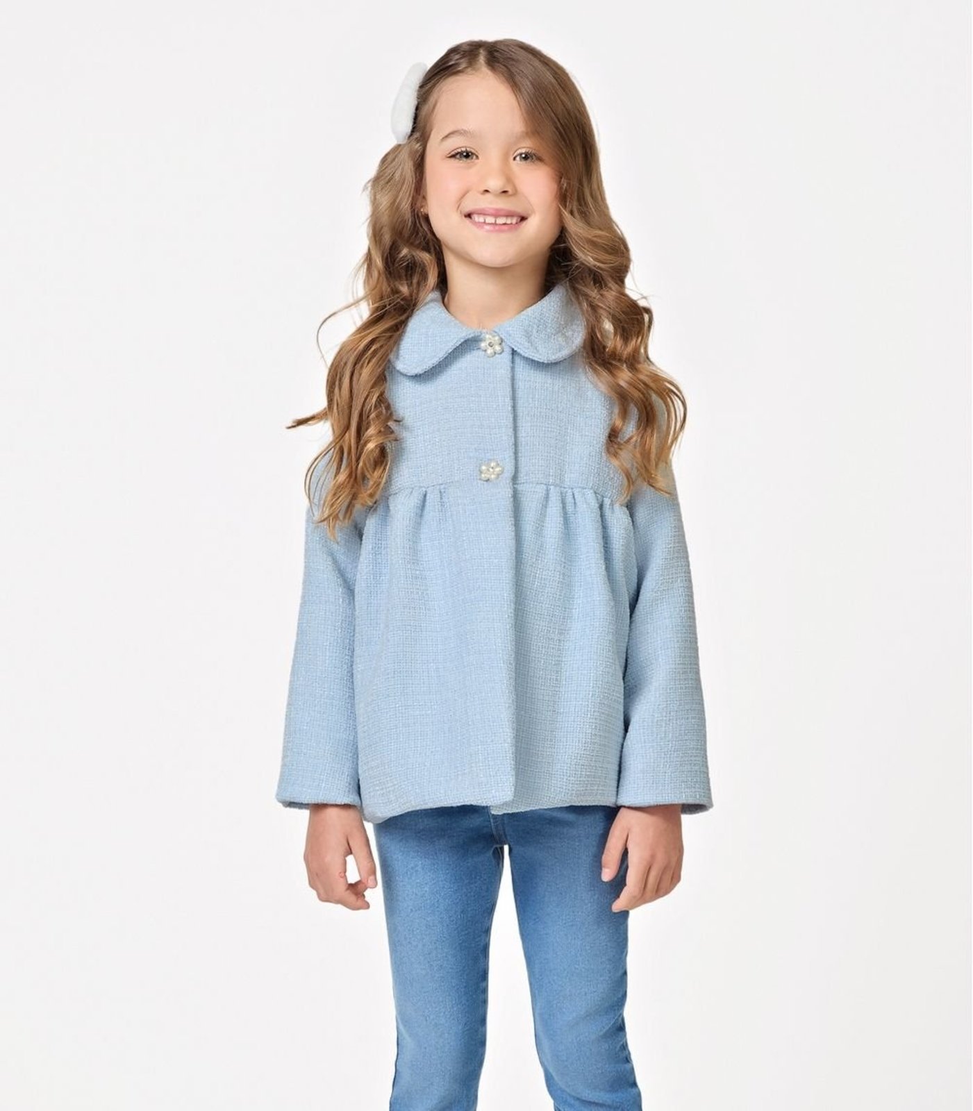 Infantil - Casaco Menina Tweed Trick Nick Azul