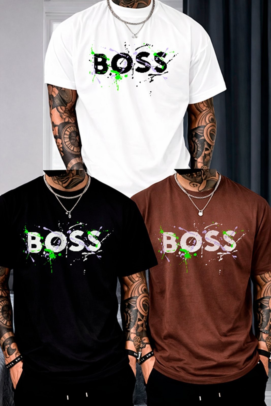 Kit 3 Camisetas Oversized Boss Grafite Street Style Casual