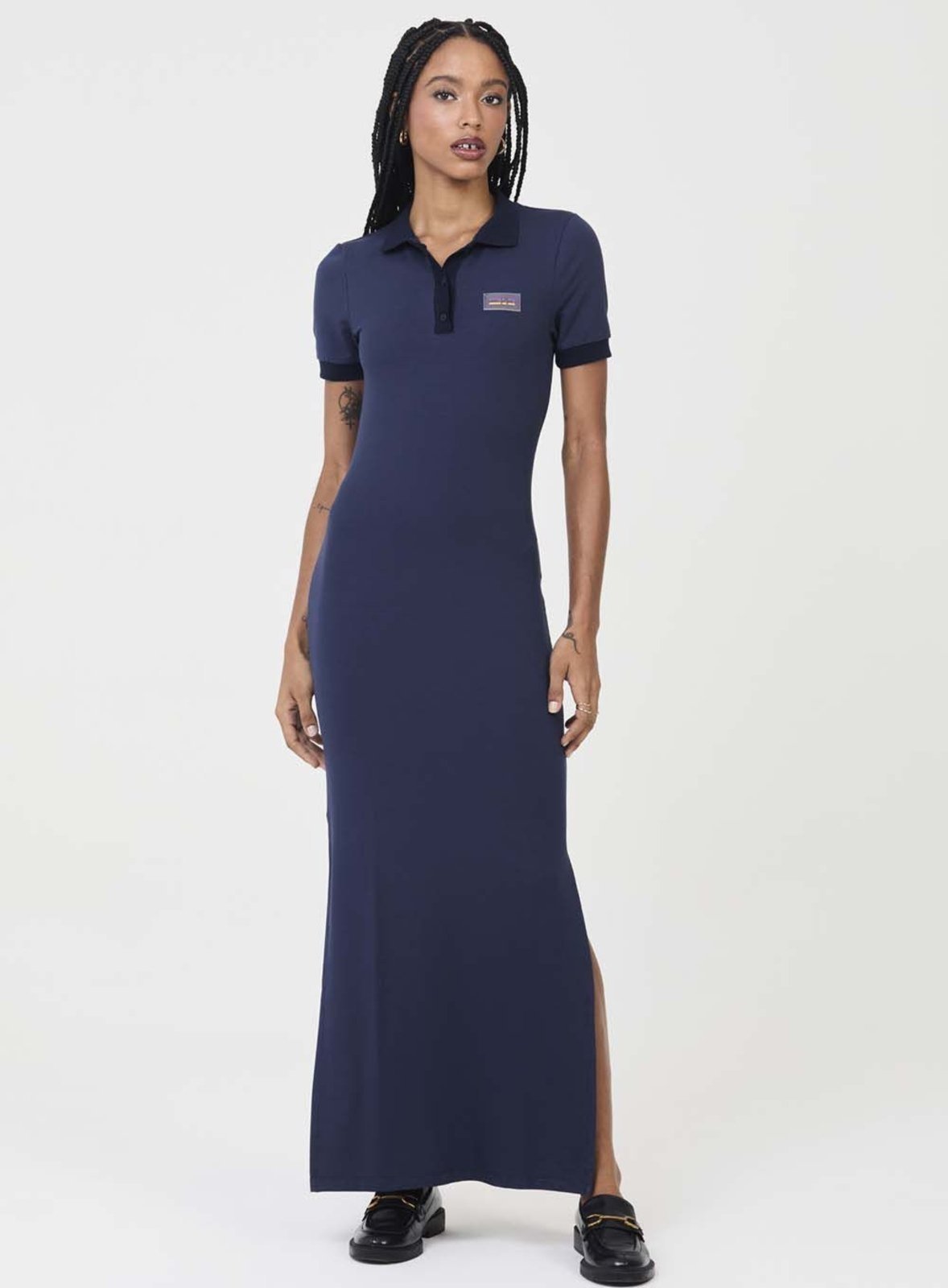 Vestido Midi Slim Estilo Polo Colcci CLC Azul Olympic
