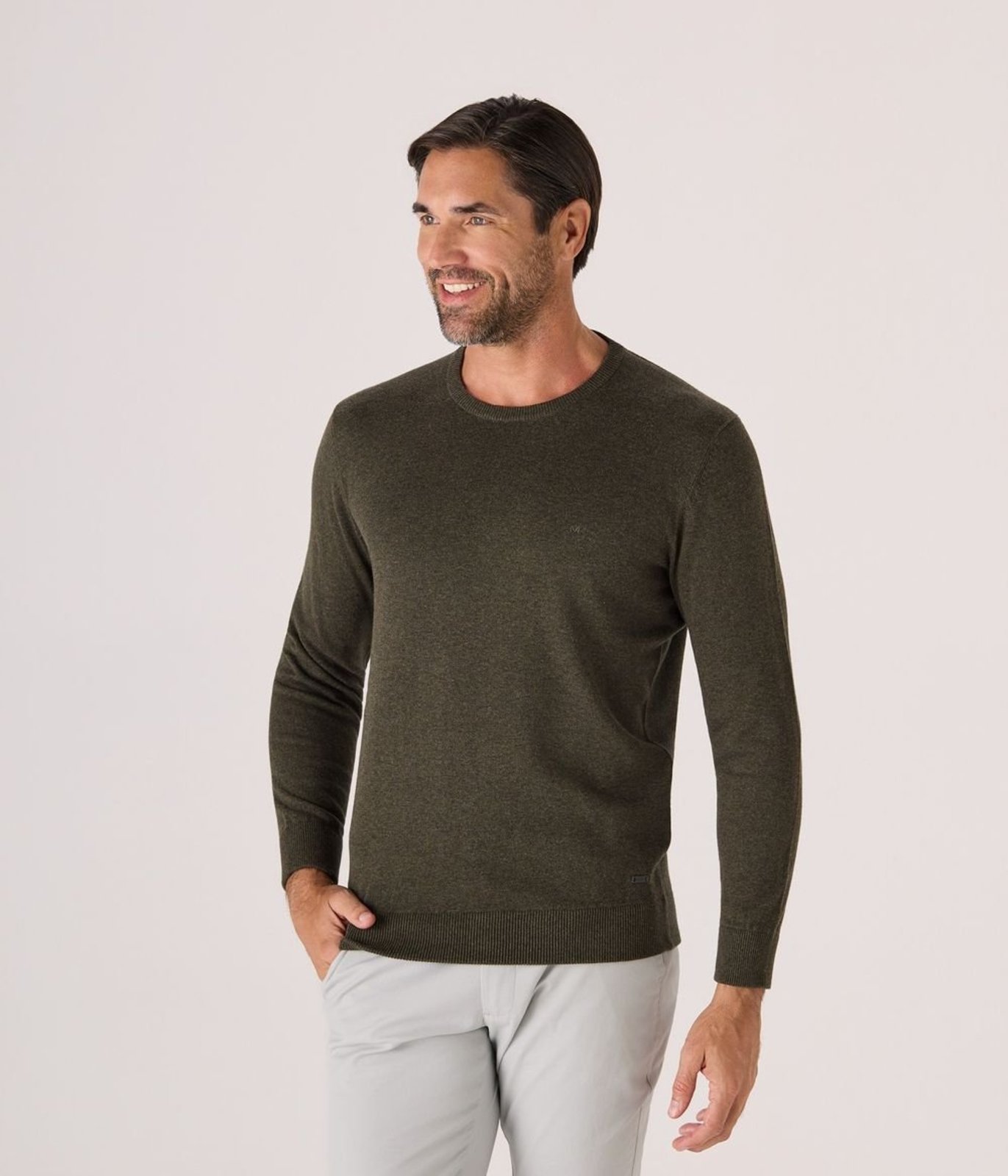 Pullover Makenji Basico Gola Redonda Masculino Verde Militar