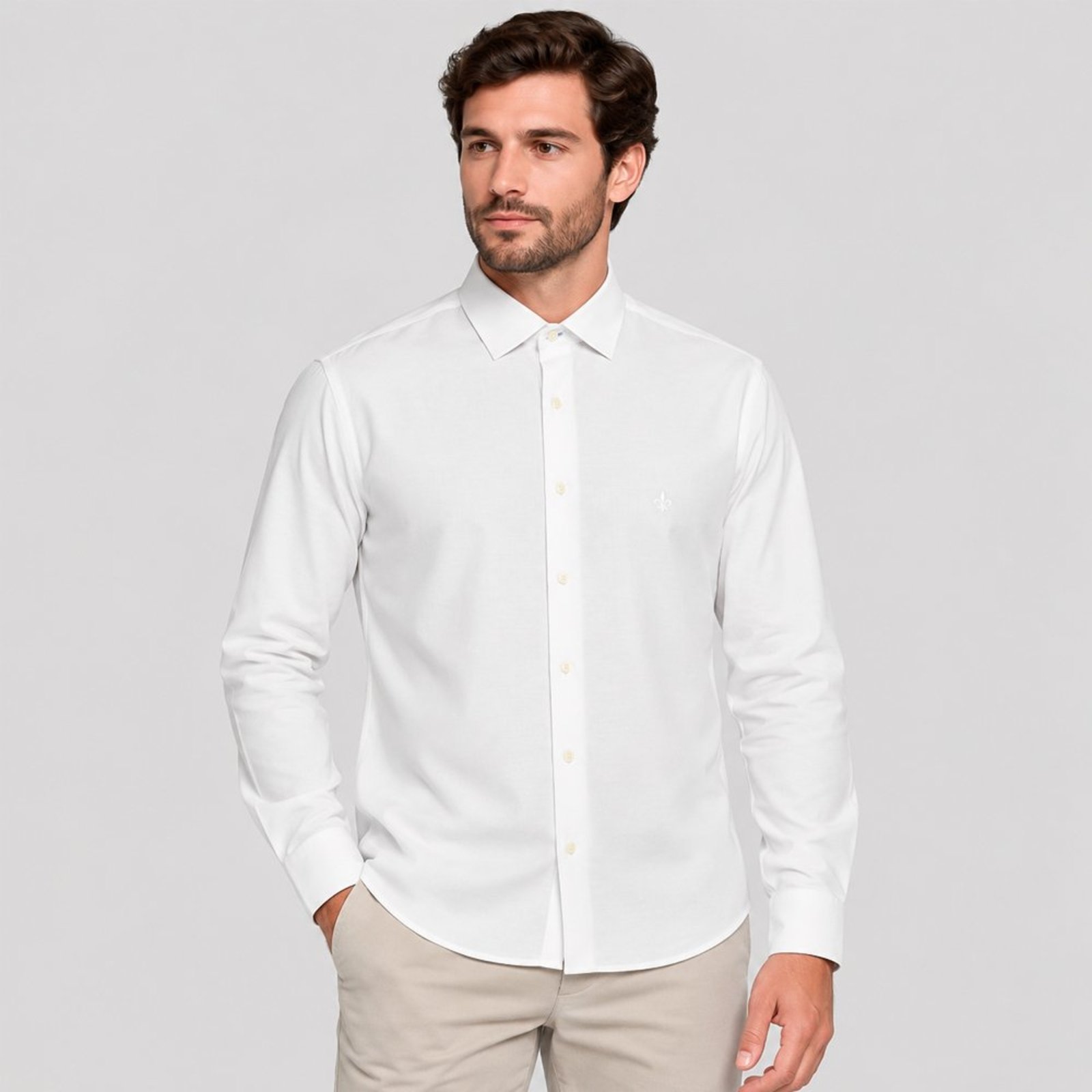 Camisa Dudalina Comfort Tricoline Ve27 Branco Masculino