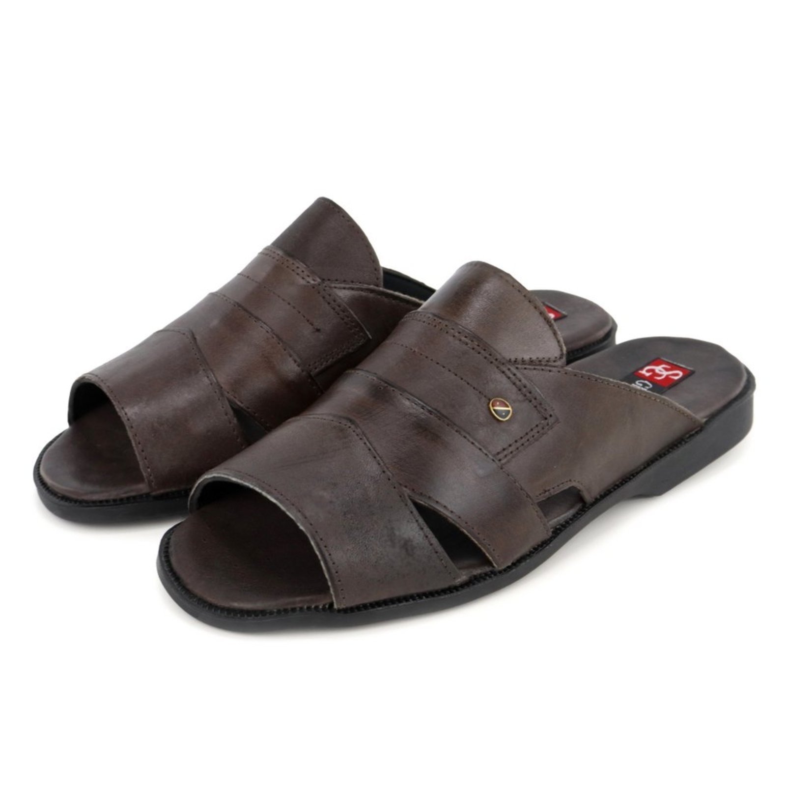 Sandalia Chinelo de Couro Comfort Masculino Café