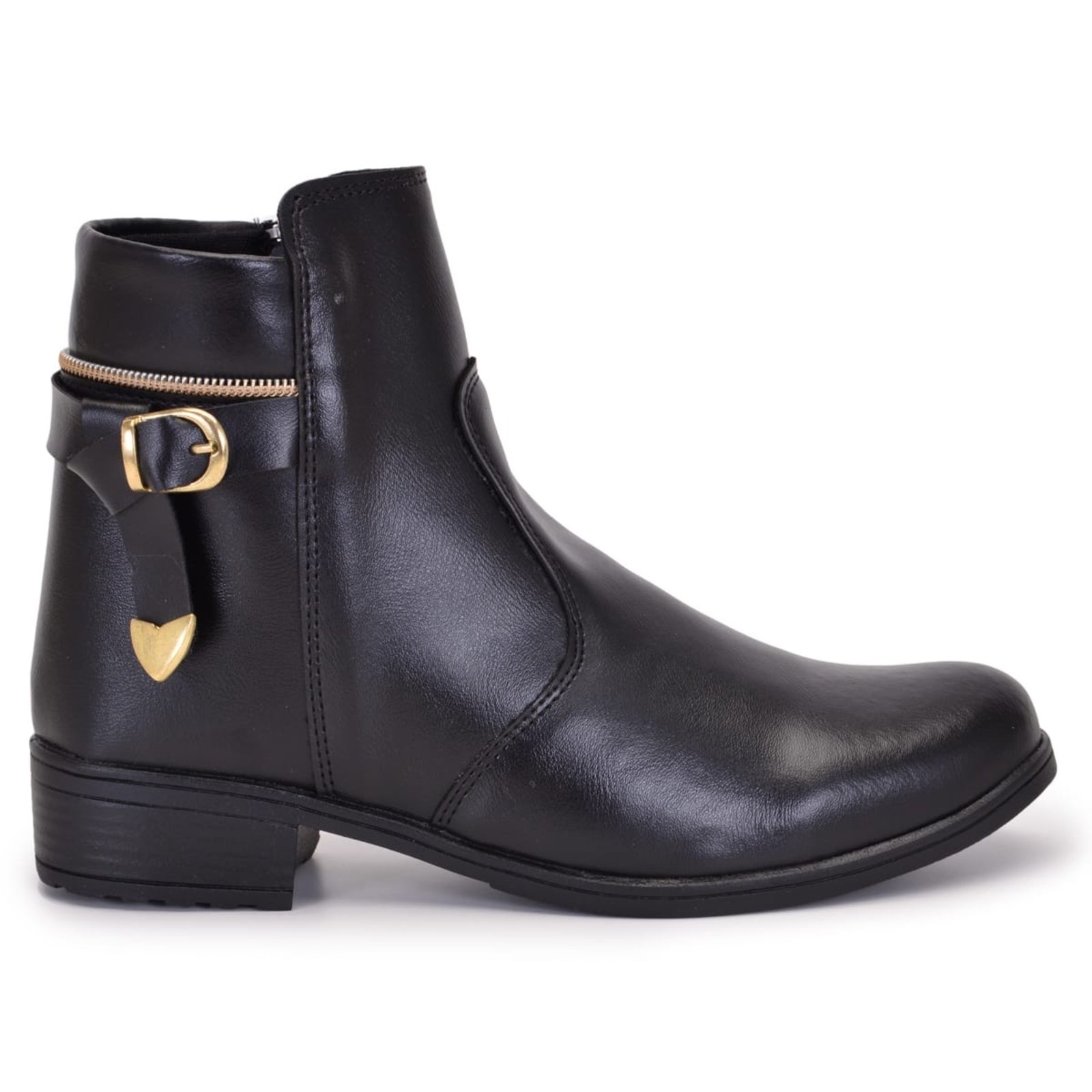 Bota Cano Curto Coturno Montaria Fivela Miss Confort Preto