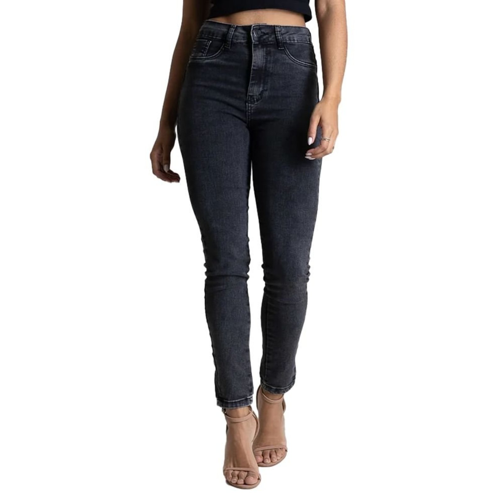 Calça Jeans Feminina Sawary Skinny Push Up Preto