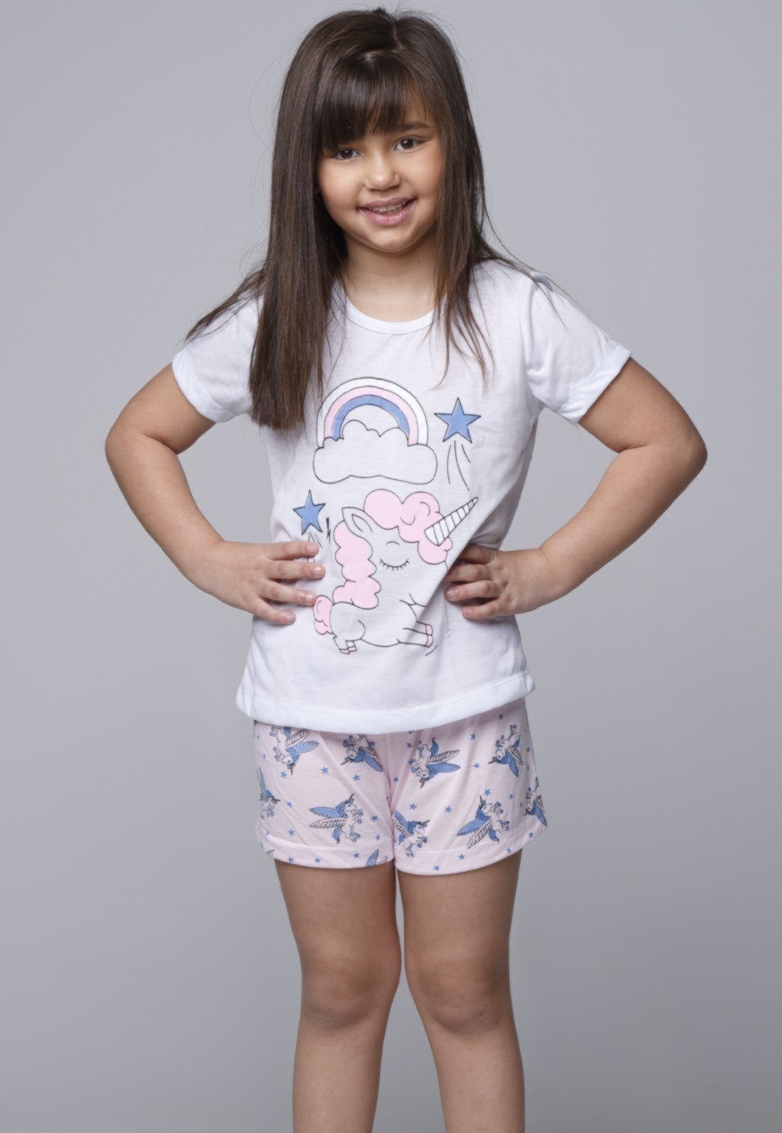 Baby Doll Serra e Mar Modas Pijama Unicórnio Branco
