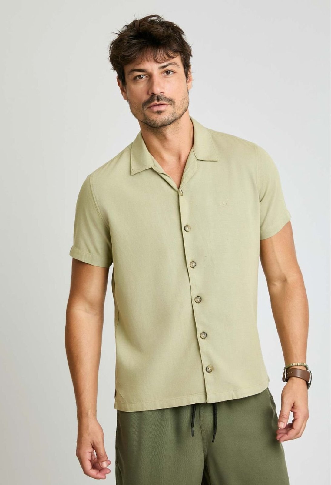 Camisa Docthos Slim Manga Curta Gola Resort Camisa Manga Curta Docthos Slim Gola Resort 106 Verde Claro G