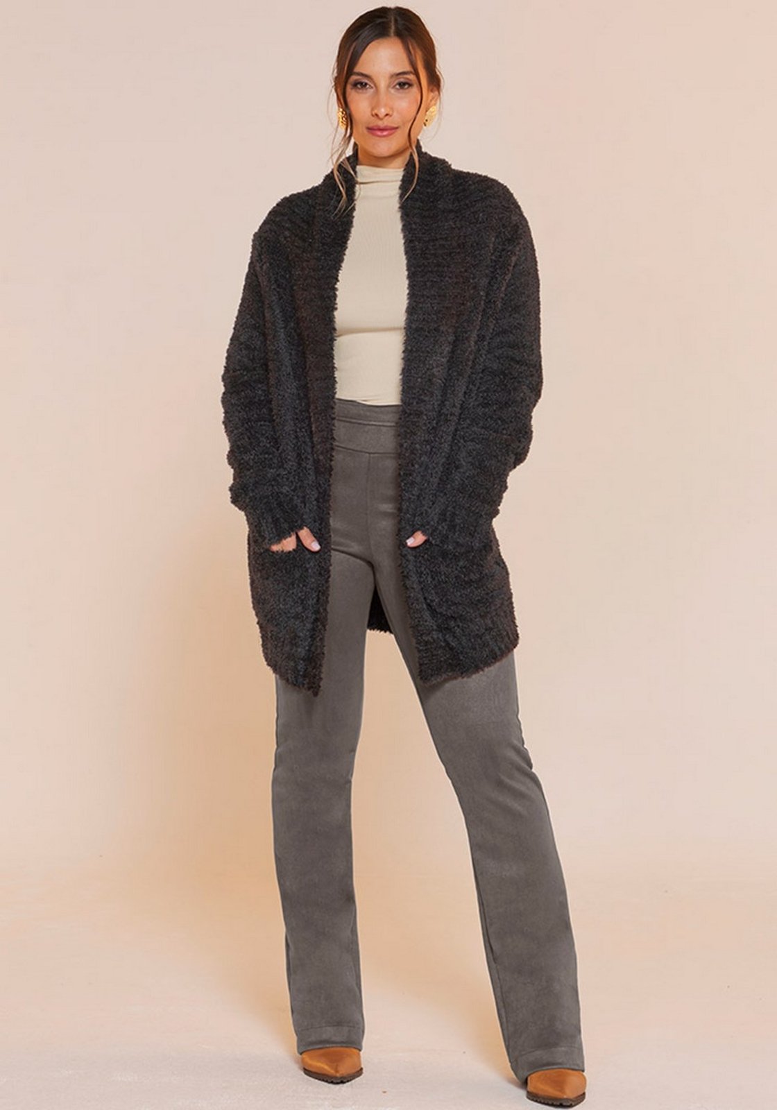 Calça Rudély Suede Boot Cut Grafite