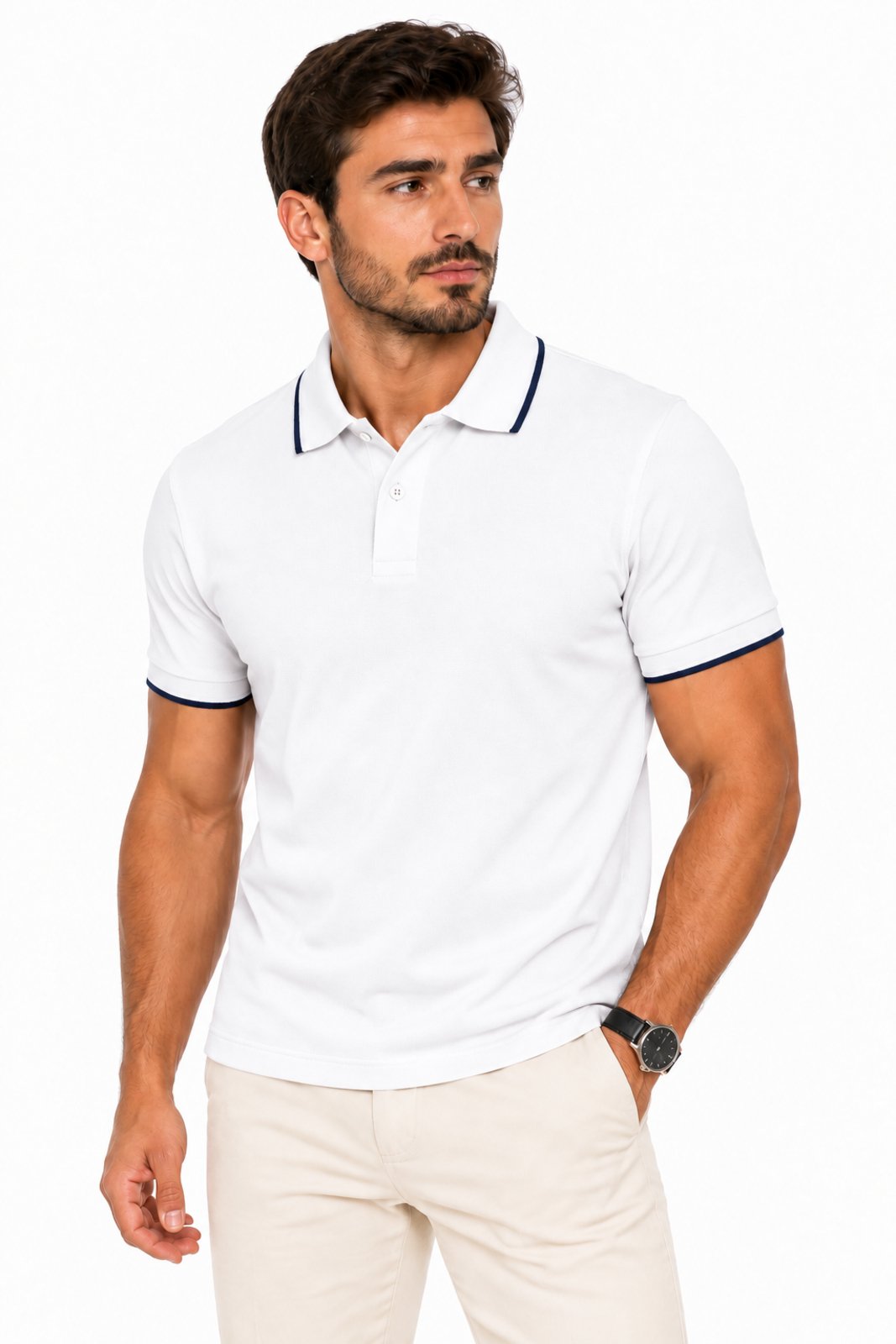 Polo Masculina D Bell Outlet Fashion Elegance Premium Branco