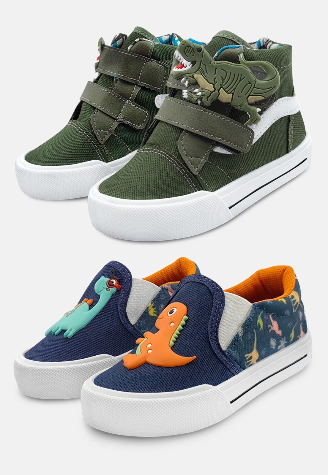 Infantil - Kit 2 Pares Tênis MzKid Menino Casual Escolar Rex Dinossauro