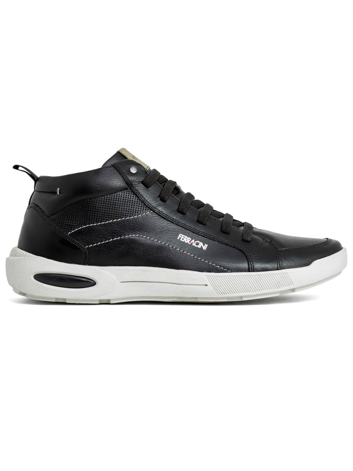 Bota Masculina Ferracini Casual Pulse 24h Couro Legítimo Elástico Zíper Conforto Preto