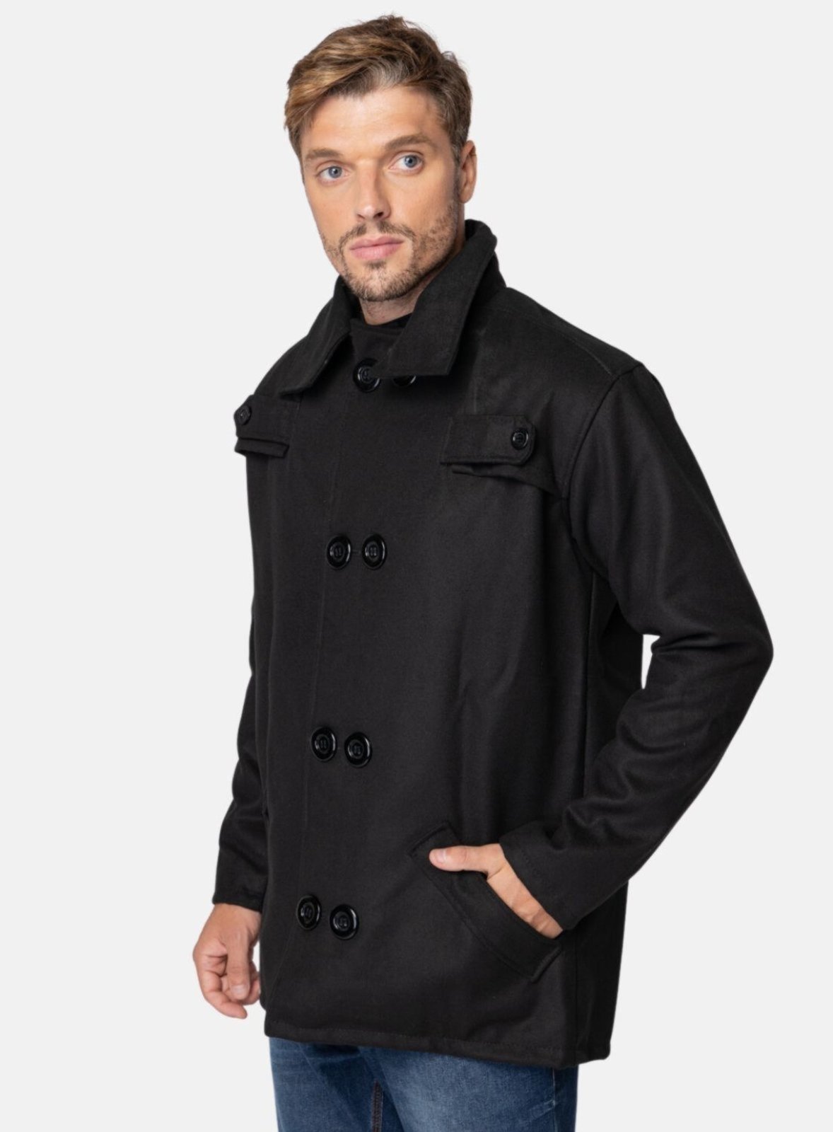 Casaco Blazer Sobretudo Carbella Lã Batida Frio Inverno Preto