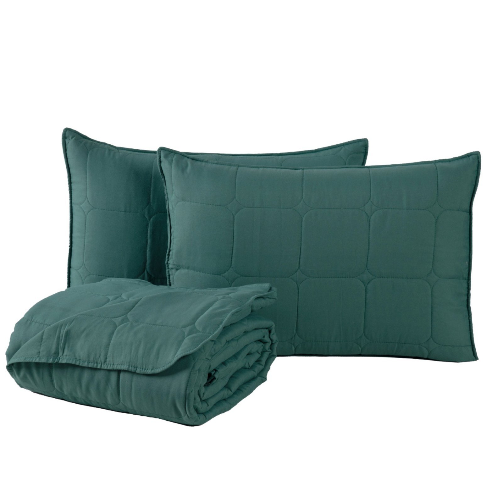 Kit Cobre Leito Colcha Casa Scarpa Speciale Queen Matelado Toque Acetinado 400 Fios 3 Peças Verde