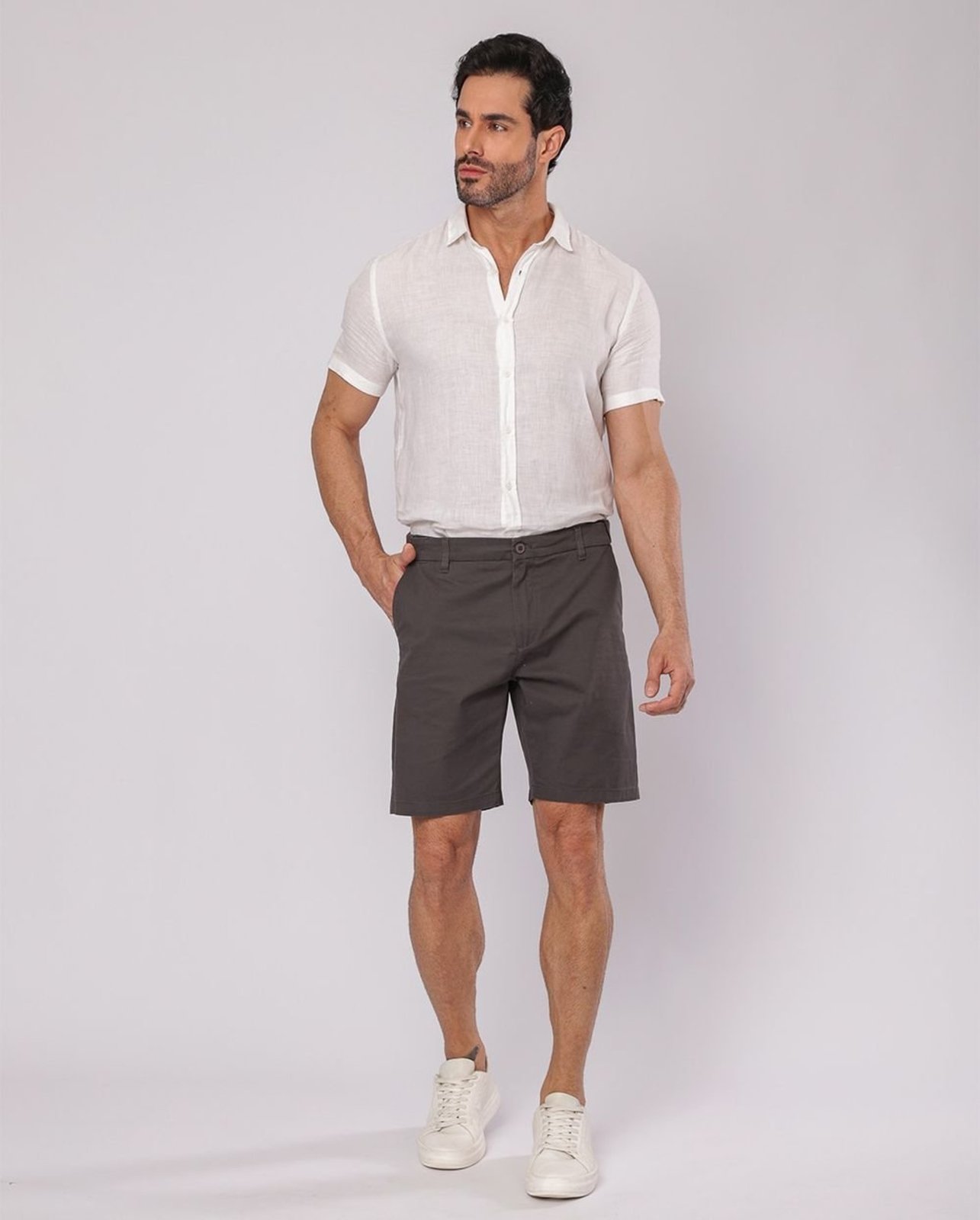 Bermuda Masculina Chino Elástico No Cós 11100 Chumbo Consciência