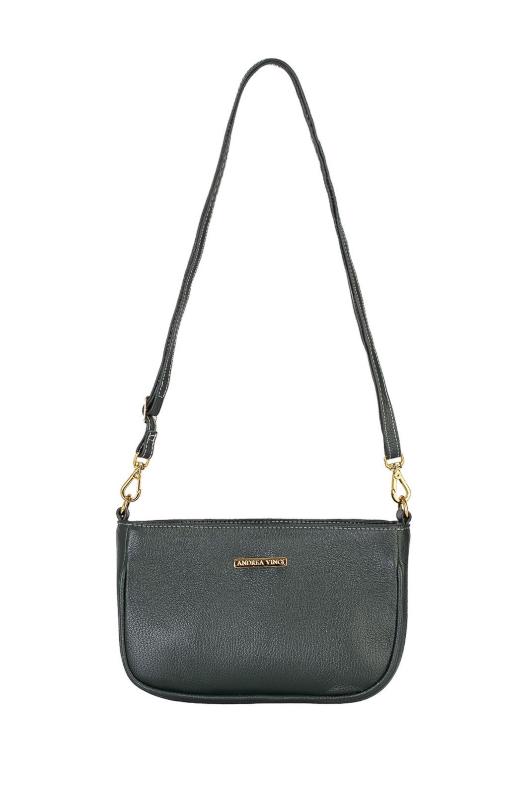 Bolsa tiracolo pequena de couro liso Iria - Verde militar
