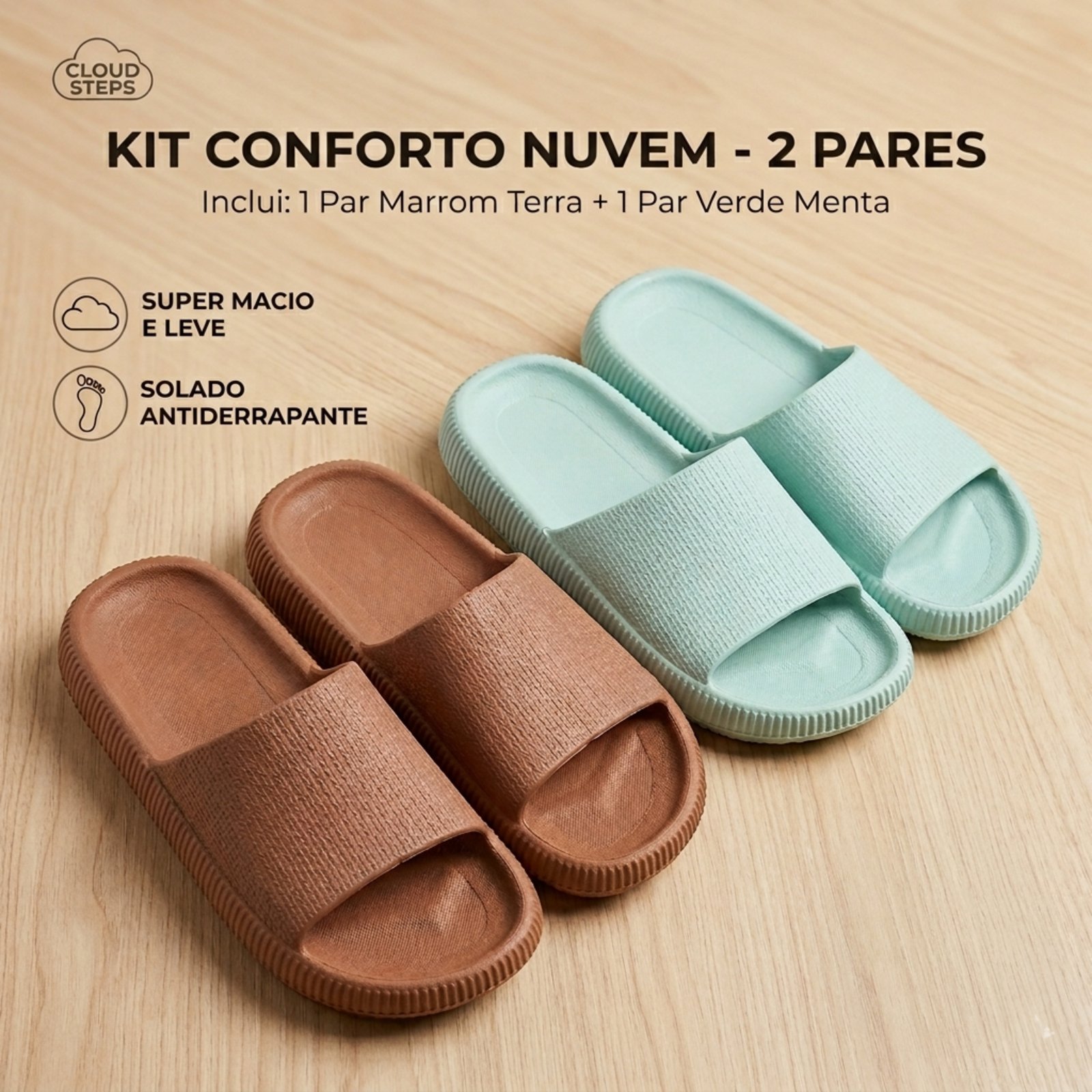 Infantil - Kit 2 Pares de Chinelo Nuvem Slide Menina Super Leve e Confortável Antiderrapante