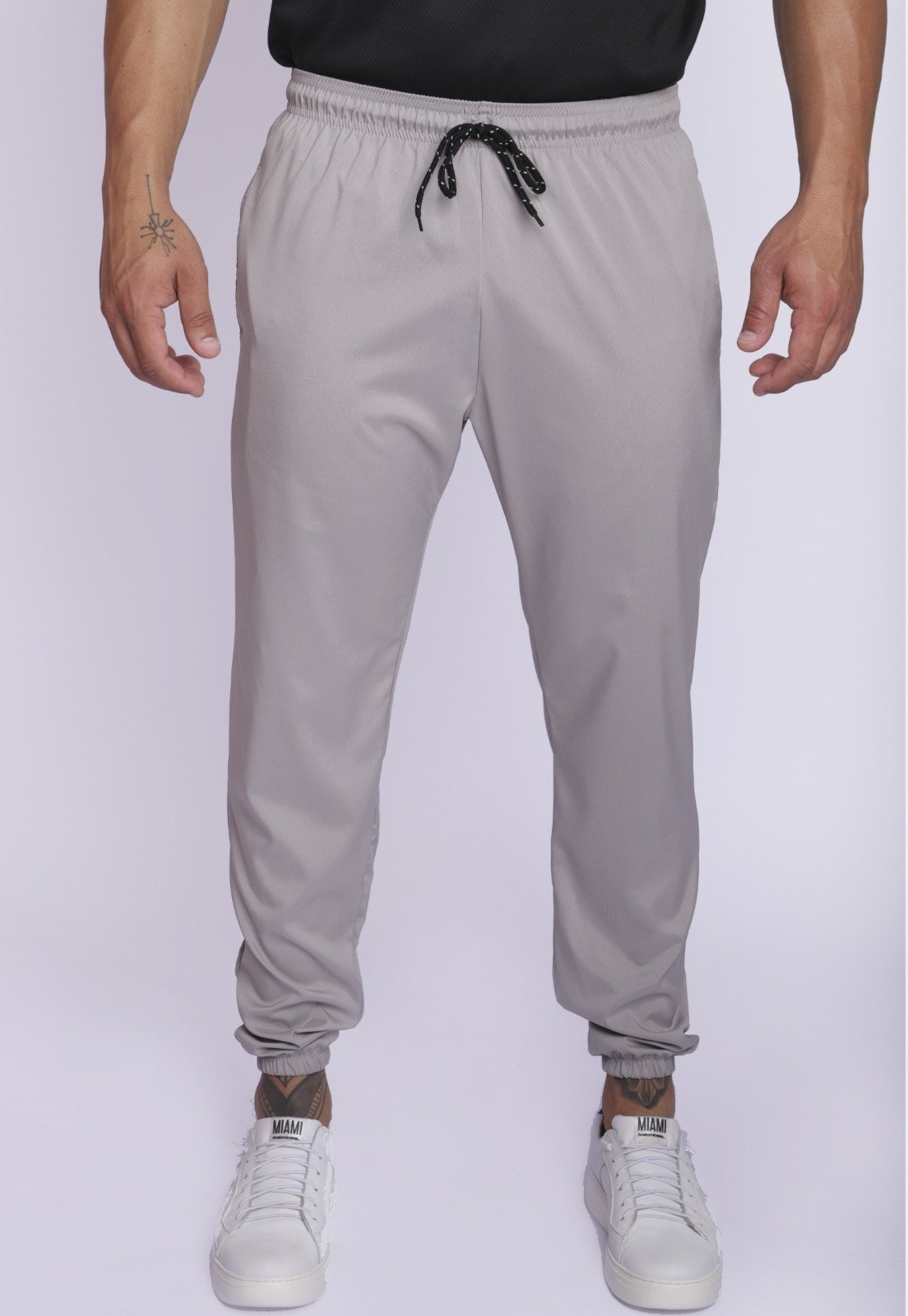 Calça Masculina Jogger Treino Academia Casual Esportiva Tactel Treino 3 Bolsos Cinza