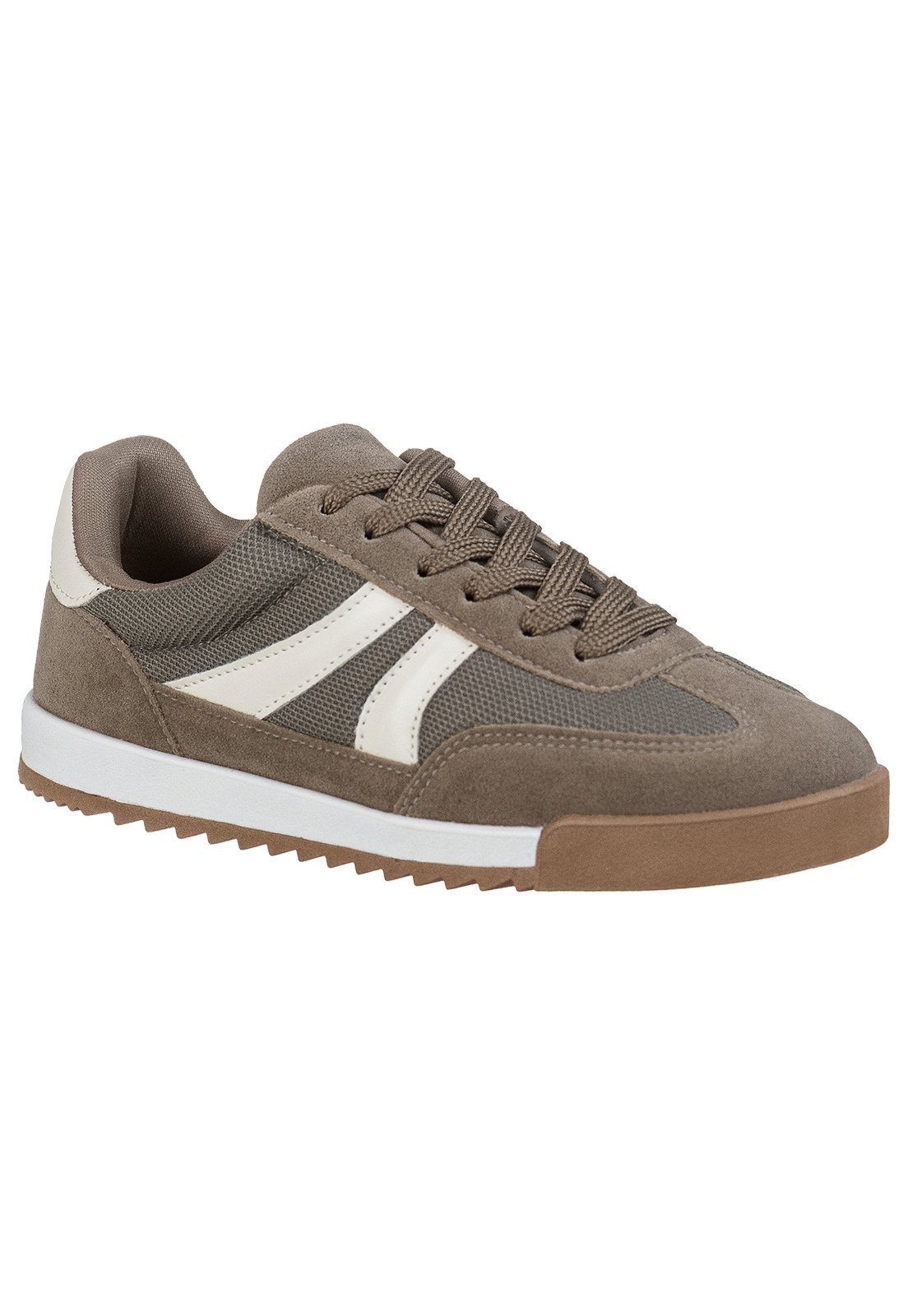 Tênis Feminino GiGiL Casual Urbano Streetwear Sport Confortável Camurça Nylon Moda Atual Taupe