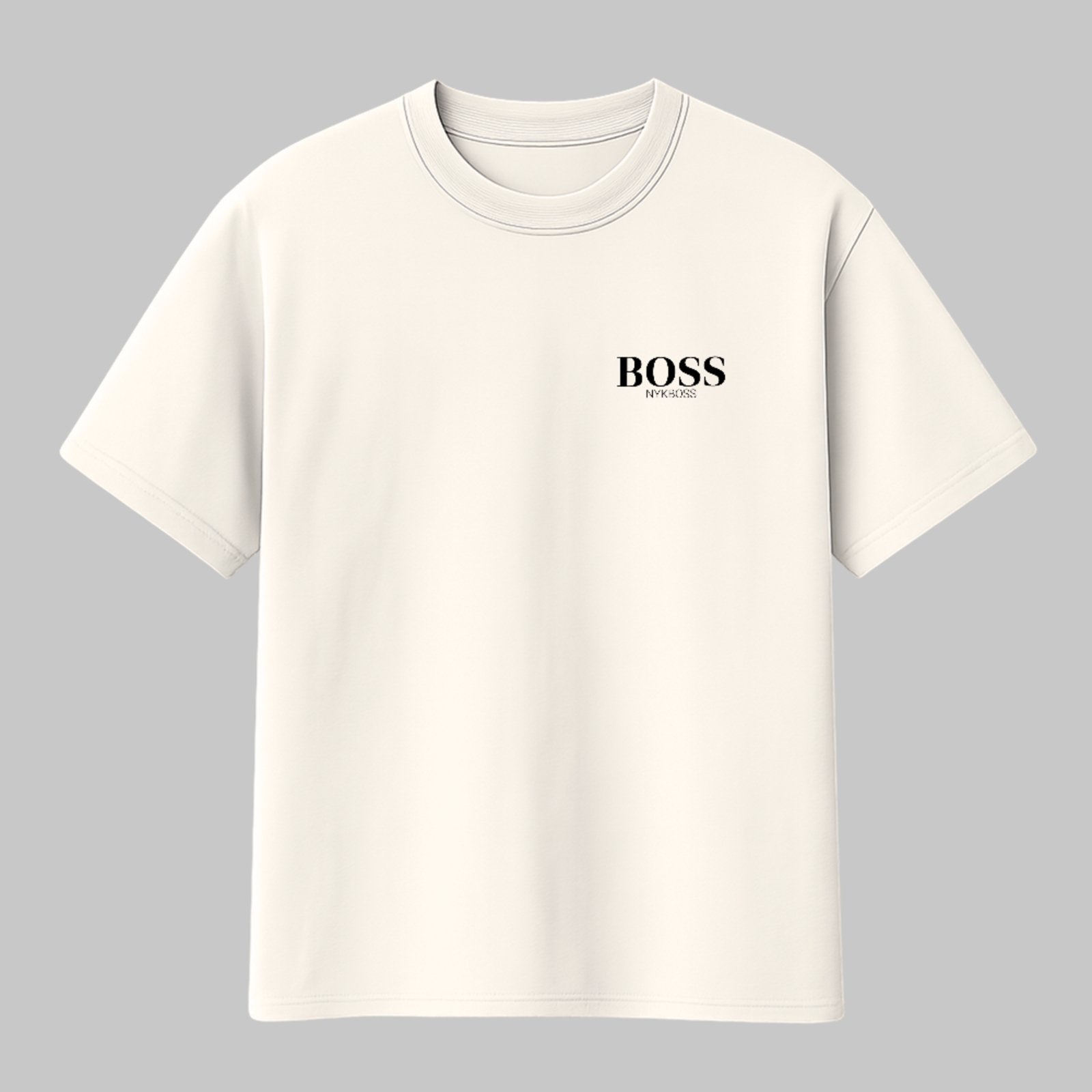 Camiseta Básica Boss Fashion Estilo Minimalista Premium Off White