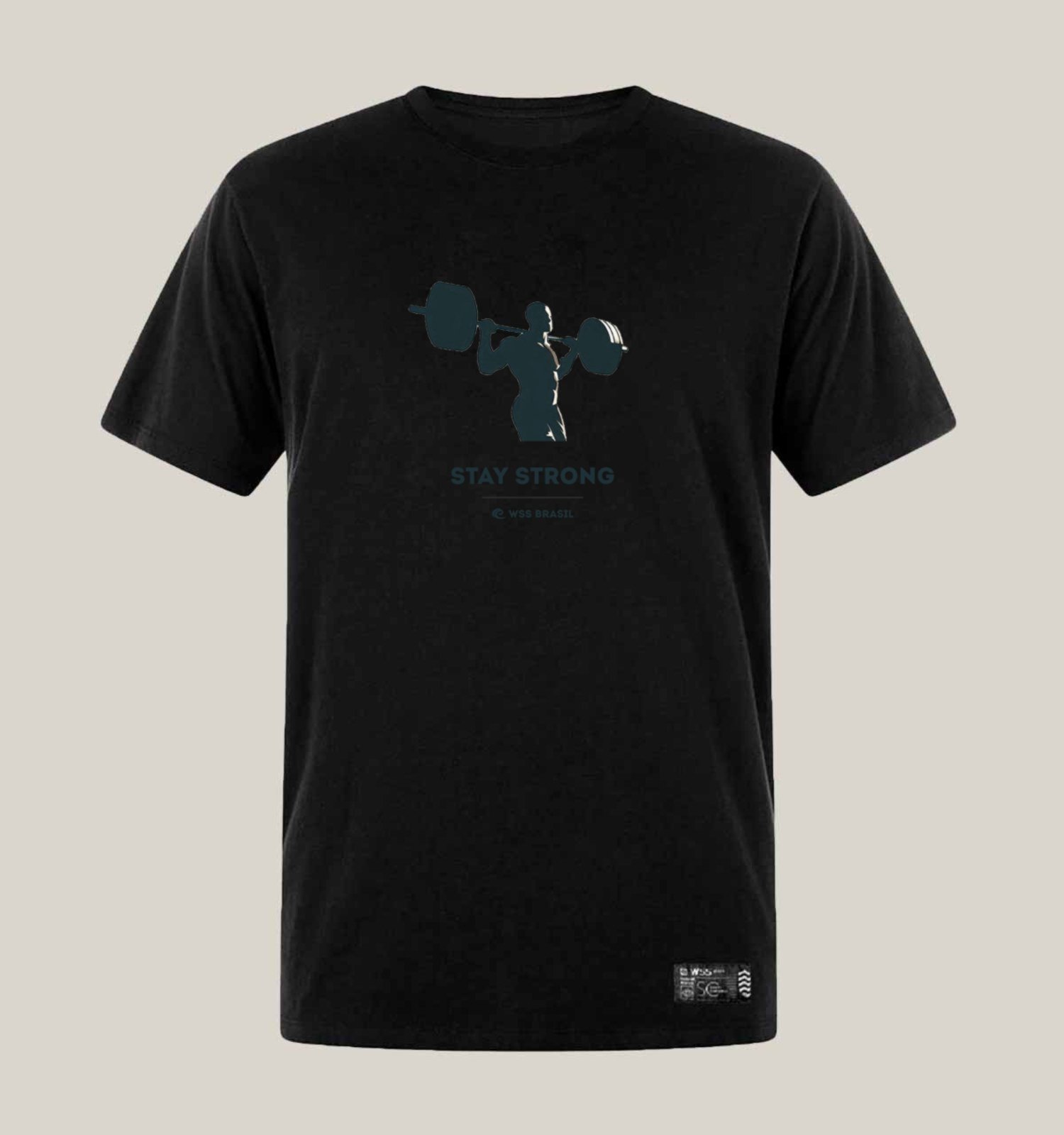 Camiseta Academia Plus Size Masculina Preta Algodão Prime WSS Brasil Stay Strong Preto
