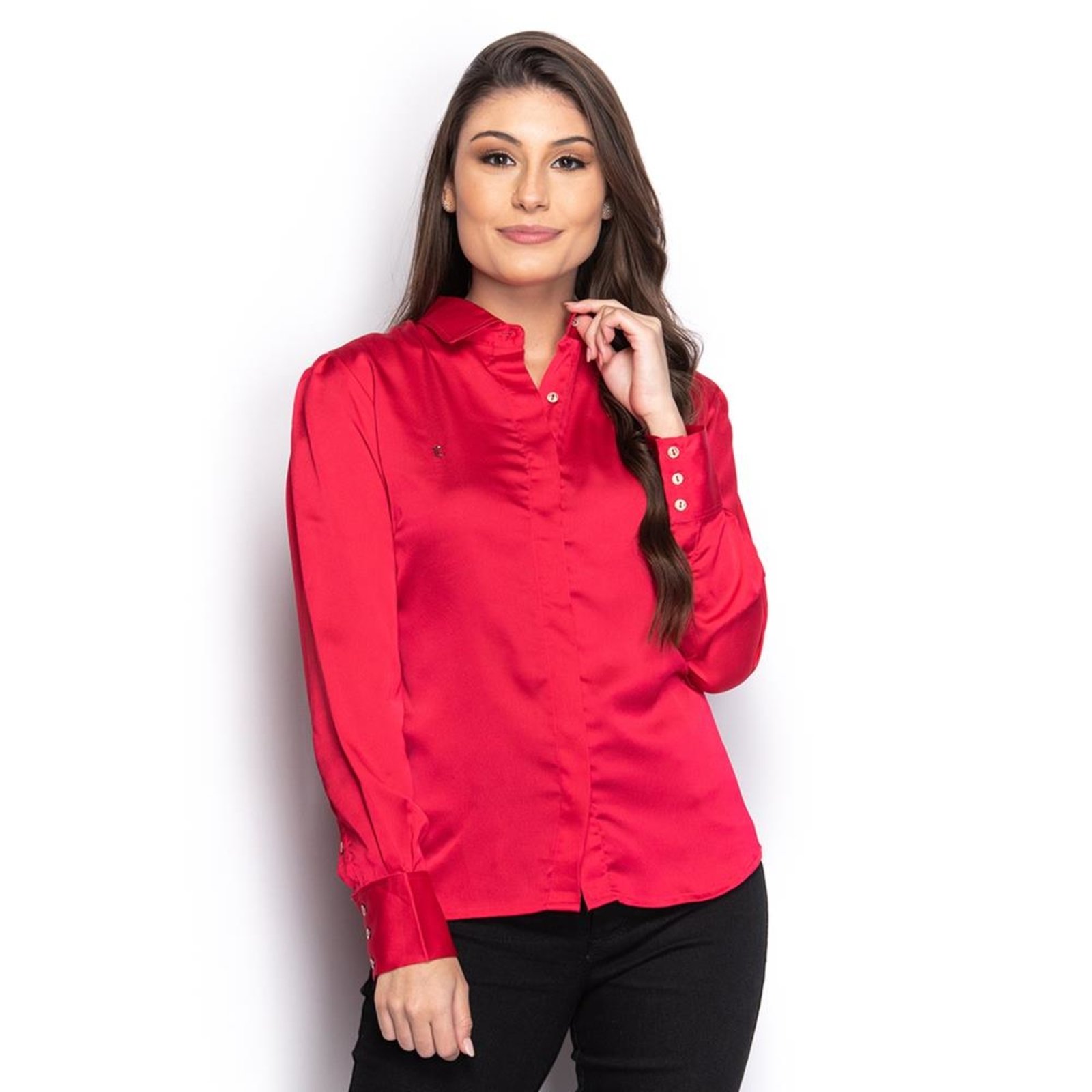 Camisa Camisete Social Feminina Manga Longa Casual