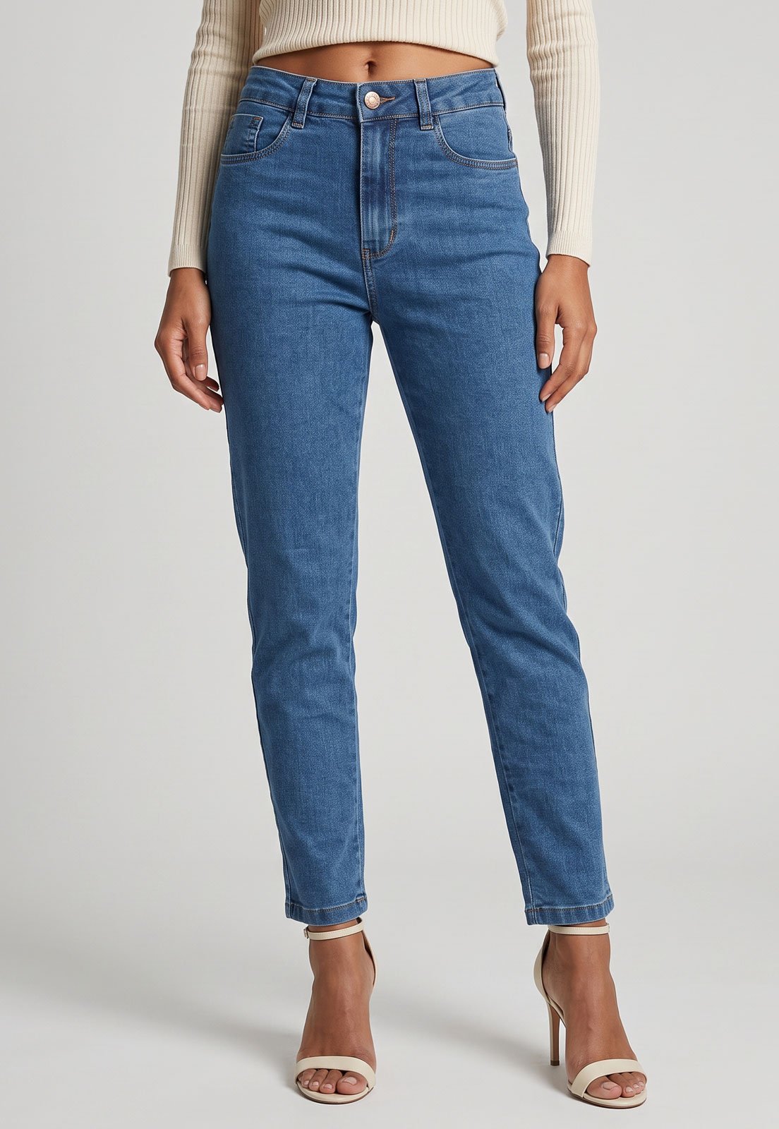 Calça Jeans Feminina Sawary Cigarrete Push Up Azul
