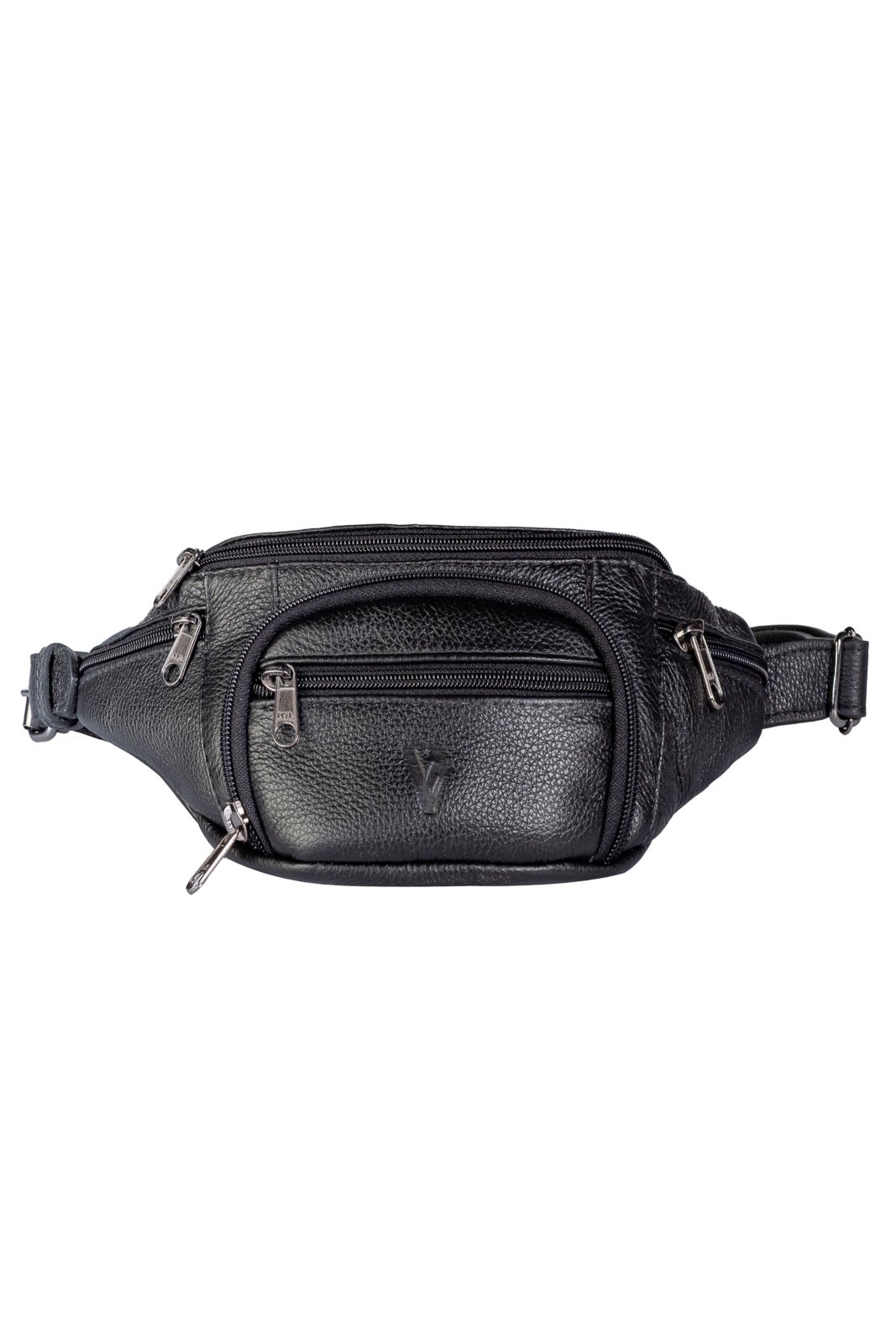 Vista 2 Pochete masculina de couro floater David Vira Vento preto Vira Vento preto