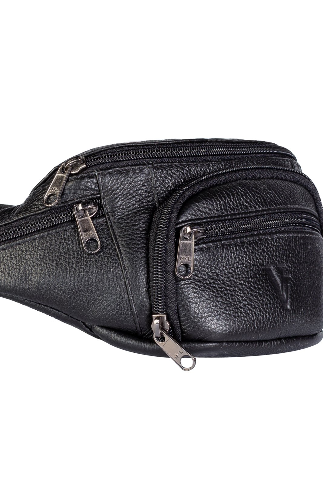 Vista 3 Pochete masculina de couro floater David Vira Vento preto Vira Vento preto