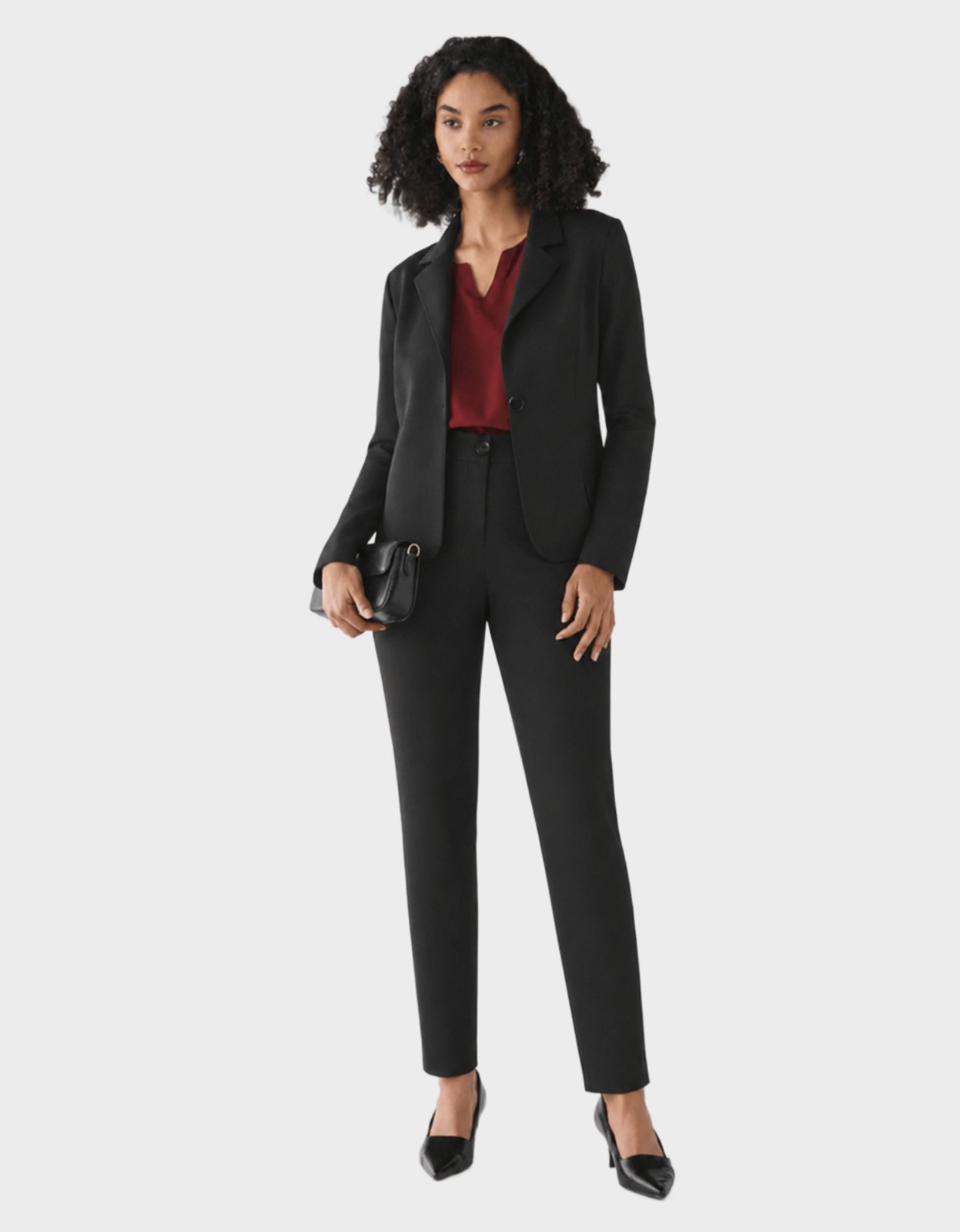Kit Feminino Pompier com Blazer de Alfaiataria e Calça Cigarrete Preta