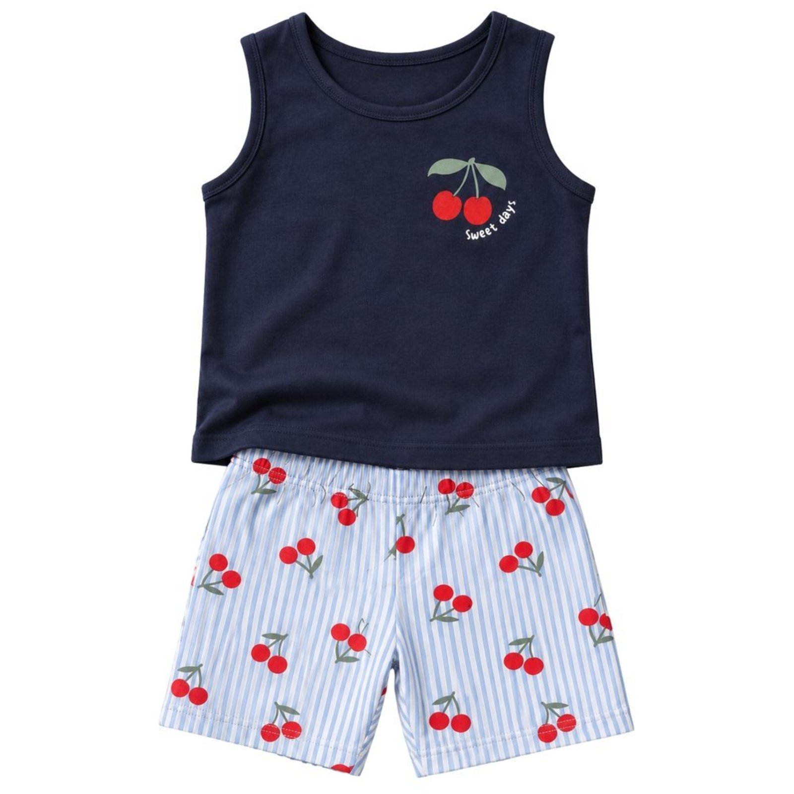 Infantil - Conjunto Menina Regata e Bermuda Ciclista em Cotton