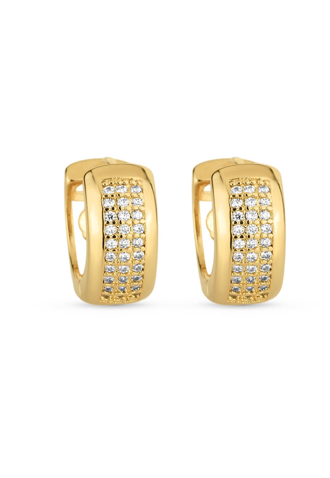 Vista 3 Brinco Semijoia De Argola Com Zircônias Cristal P 12Mm Banhado A Ouro 18K Br STORE ORA SEMIJOIAS dourado