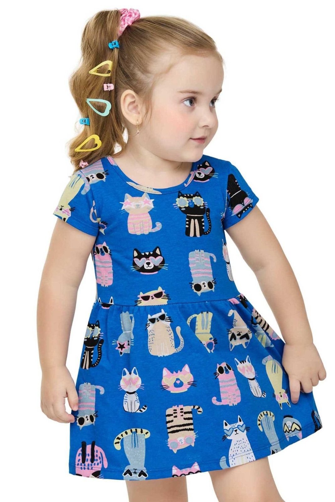 Infantil - Vestido Curto Menina Lúdico Elian Azul