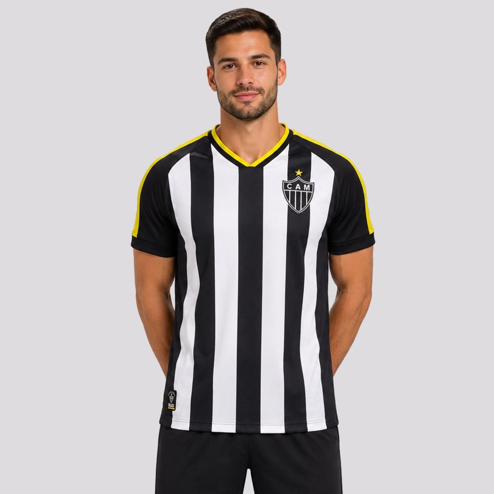 Camisa Atlético Mineiro Escudo Preta e Branca