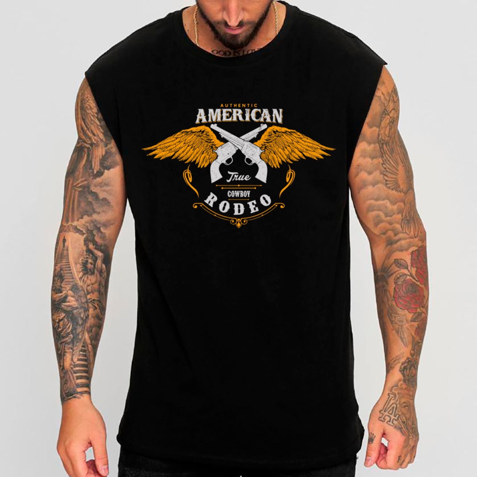 Camiseta Regata Machão Country Authentic American Estilo Western Masculina Preto