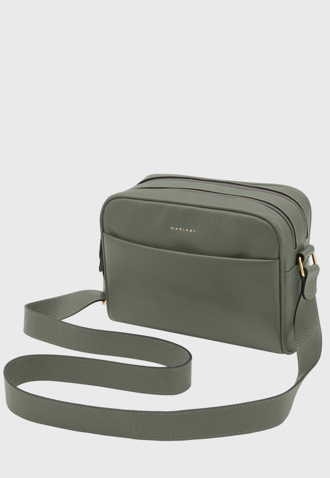 Bolsa Transversal de Couro Mariart Pupunha Army