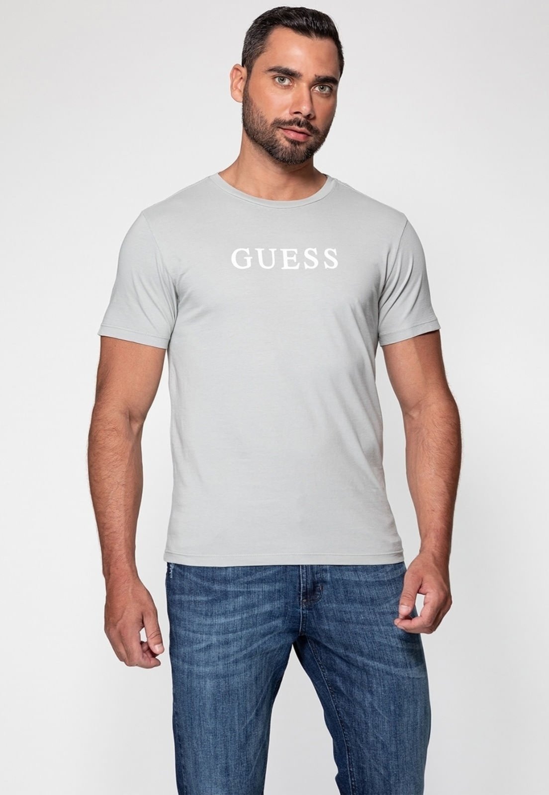 Camiseta Silk Relevo Guess Cinza