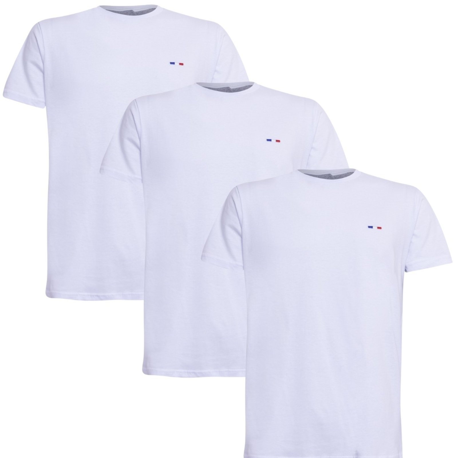 Kit 3 Peças Camisetas FMF Básicas Masculina em Algodão Premium no Estilo Tommy Bordado França Branca