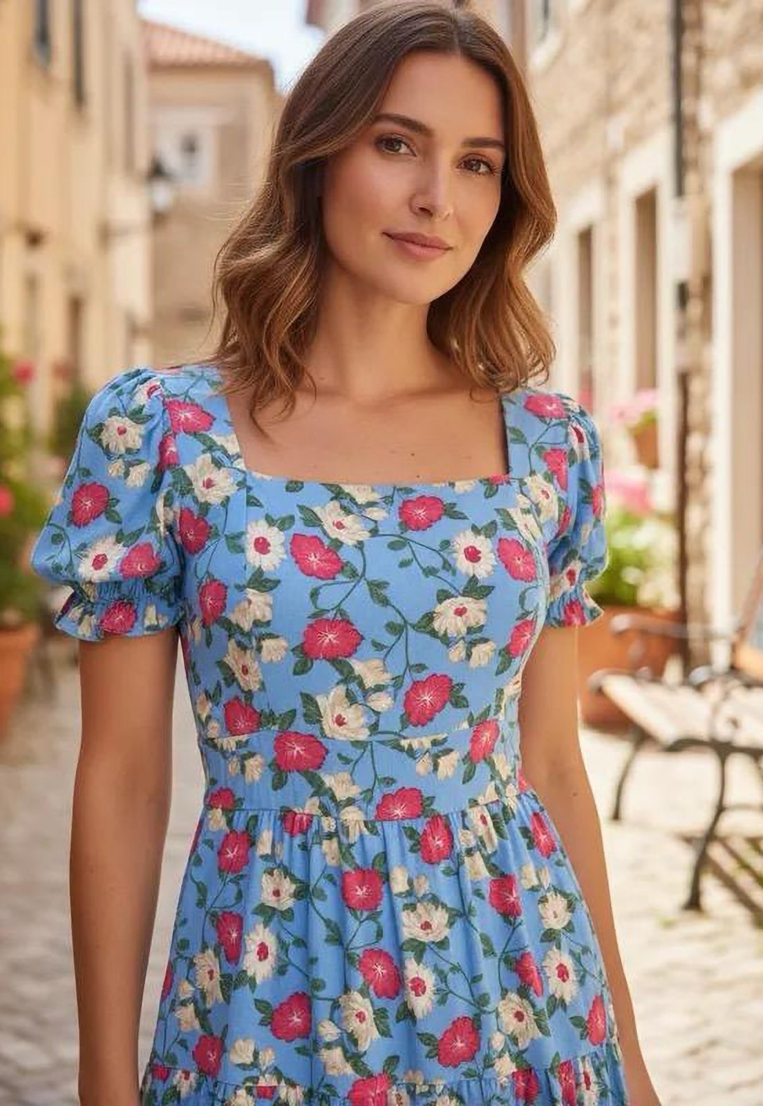 Vista 3 Vestido Amazonia Vital Curto Brisa Jardim Encantado Blue estampado blue Amazonia Vital estampado blue