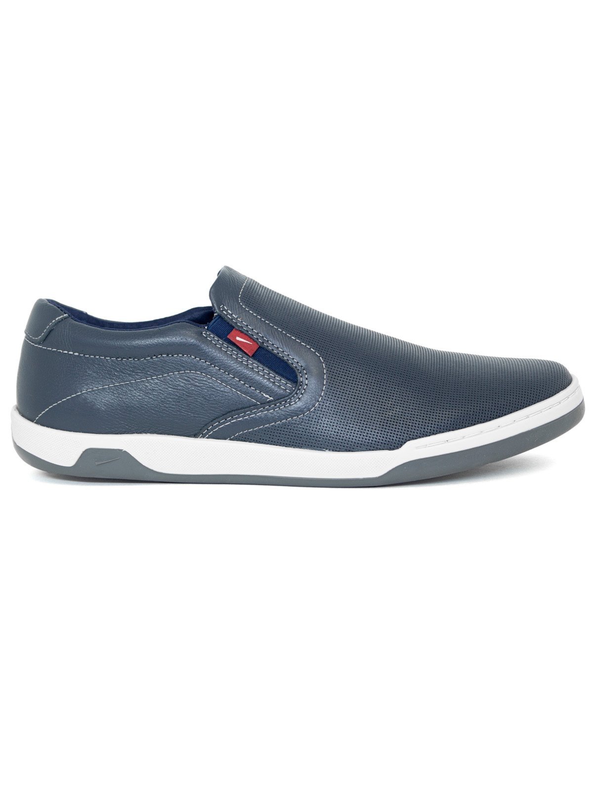 Tênis Sapatênis Slip On Ferracini 24h Casual Masculino Couro Calce Fácil Azul Navy