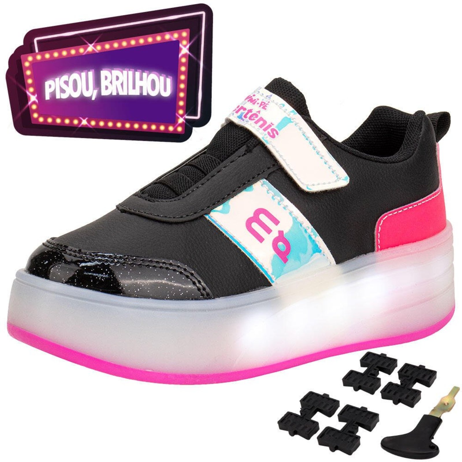 Infantil - Tênis Led Com Rodinha Minipé Mp2623 3332623 Preto