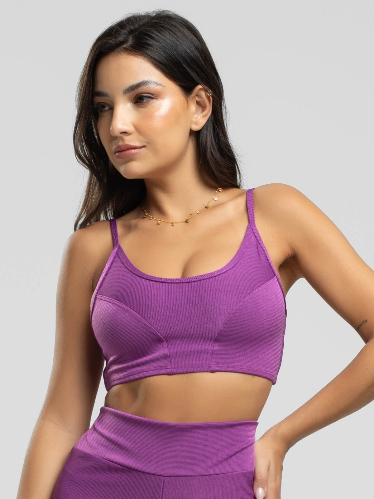 Top Feminino Alcinha Suplex Moda Fitness Academia Vicbela Roxo