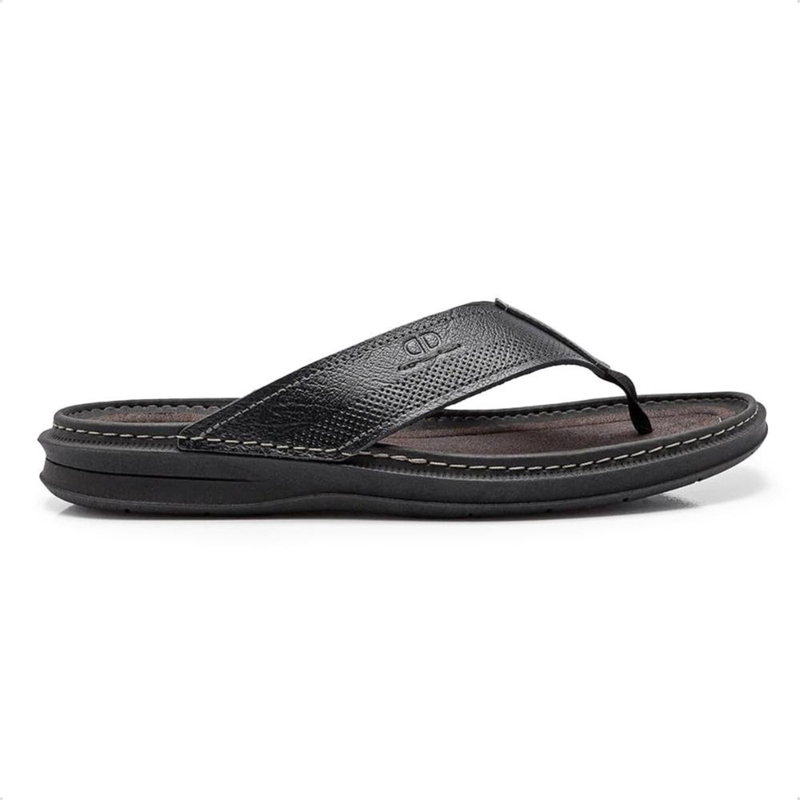Sandália de Couro Democrata Masculina Lazy 693101 Preto